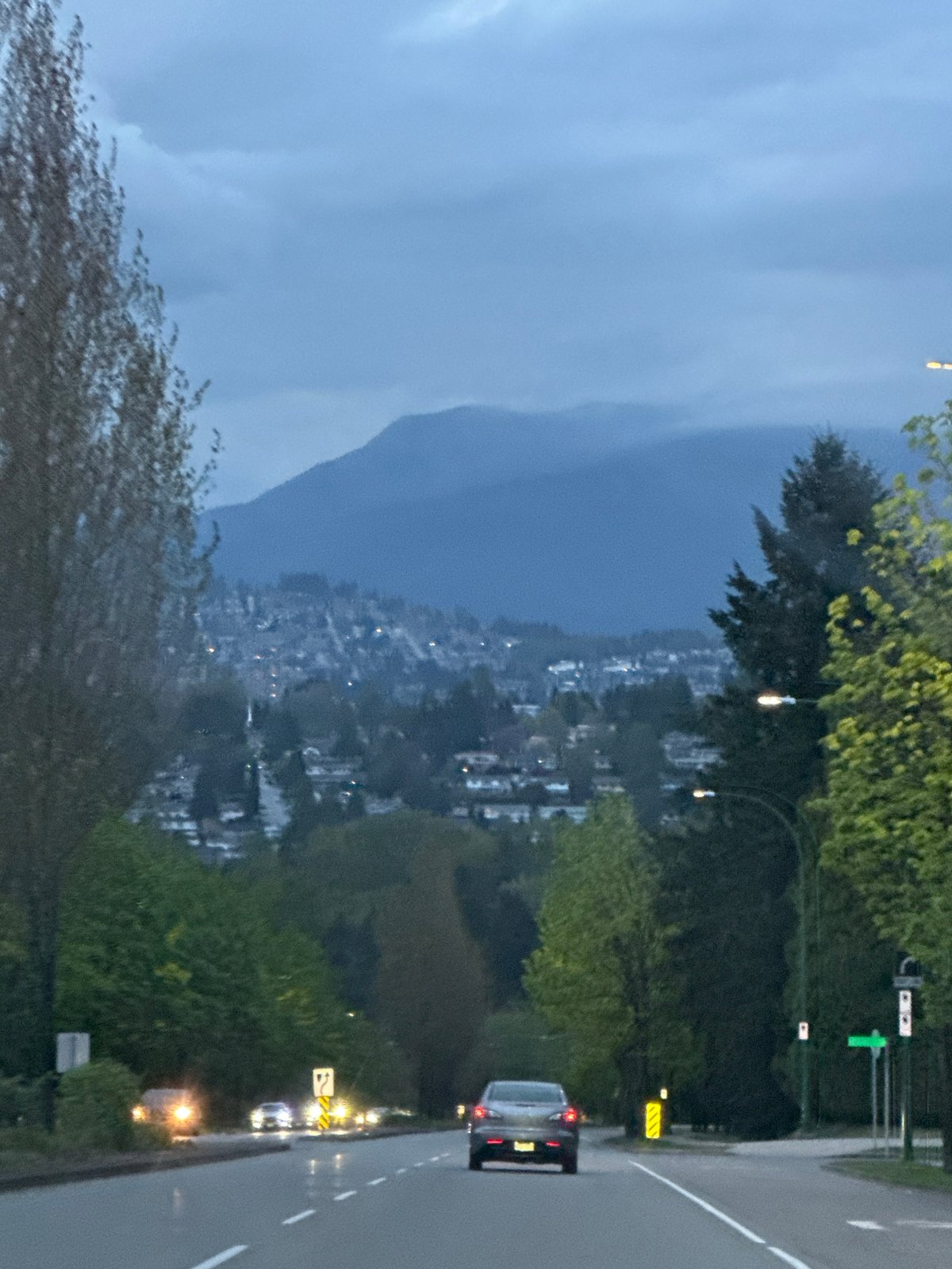 Evening city view captured from roadside in Burnaby