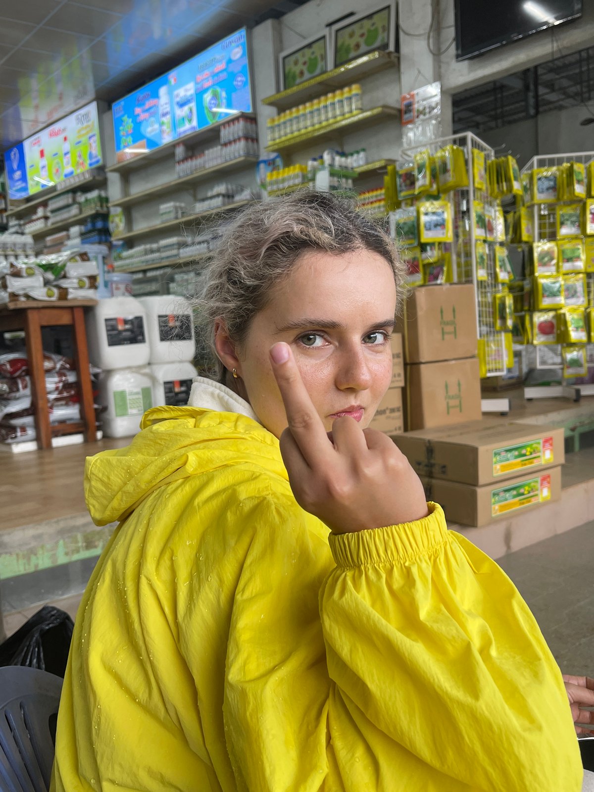 Shopper in yellow jacket spotted at Da Lat store