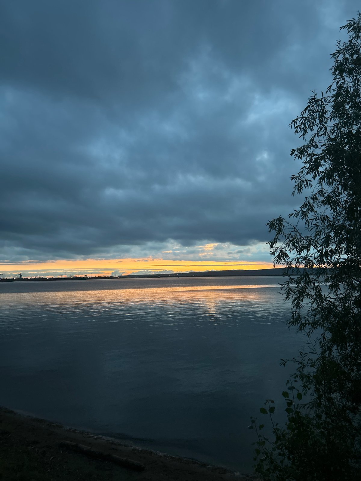 Dusk along the Kama River in Chaikovsky, summer evening