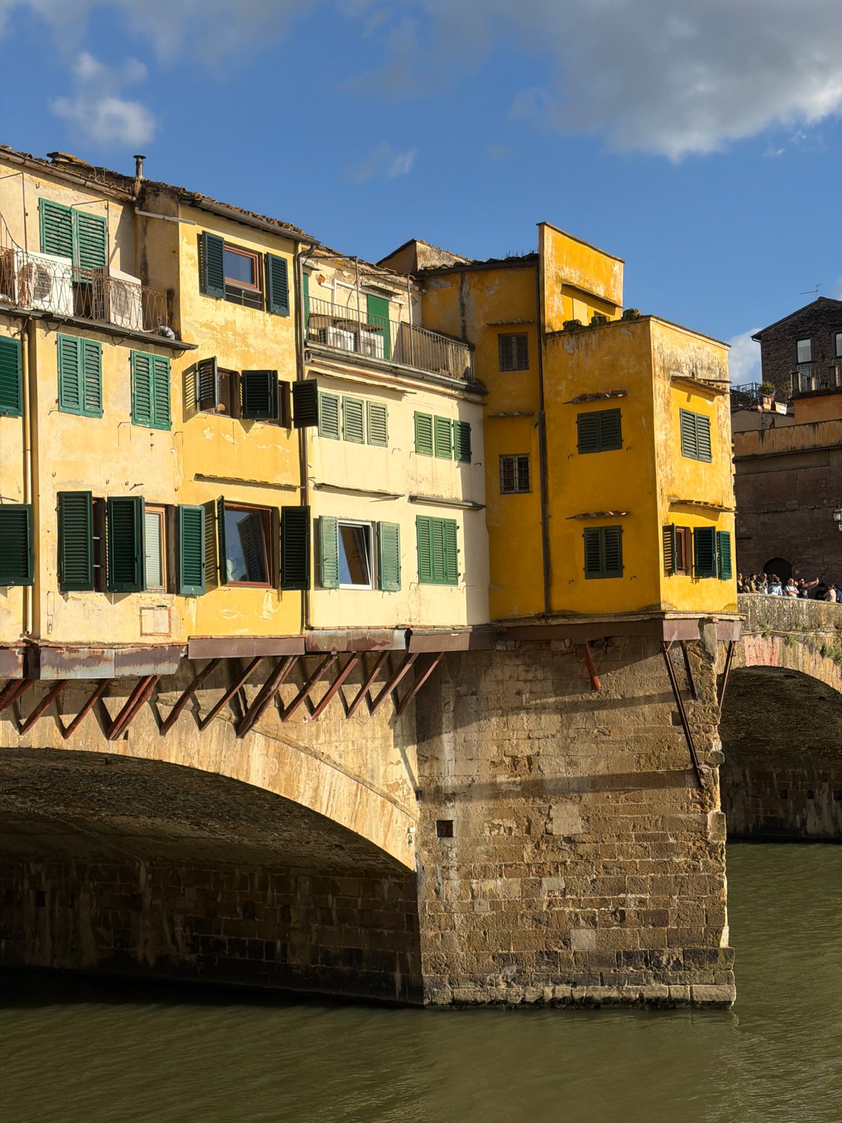 Tourist documents Ponte Vecchio bridge views in Florence