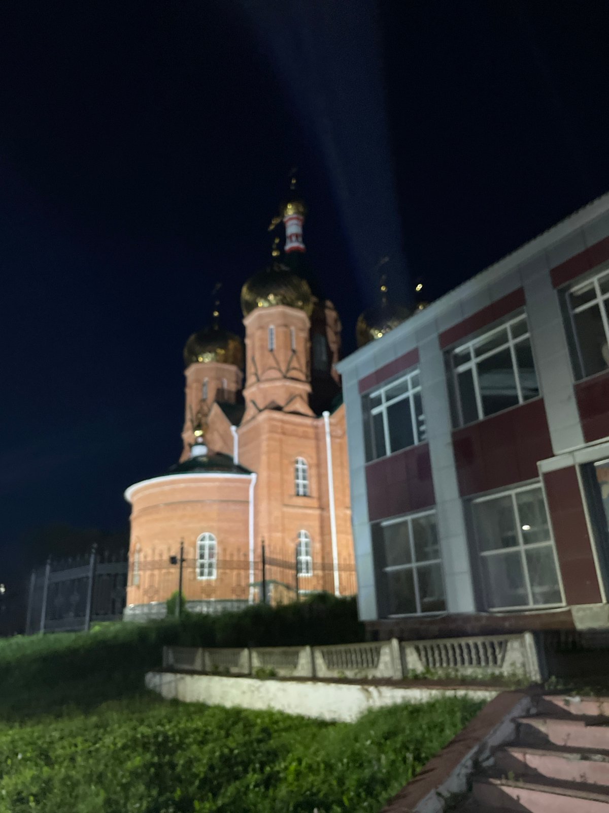 Evening stroll documented through small Russian town Krasnye Baki