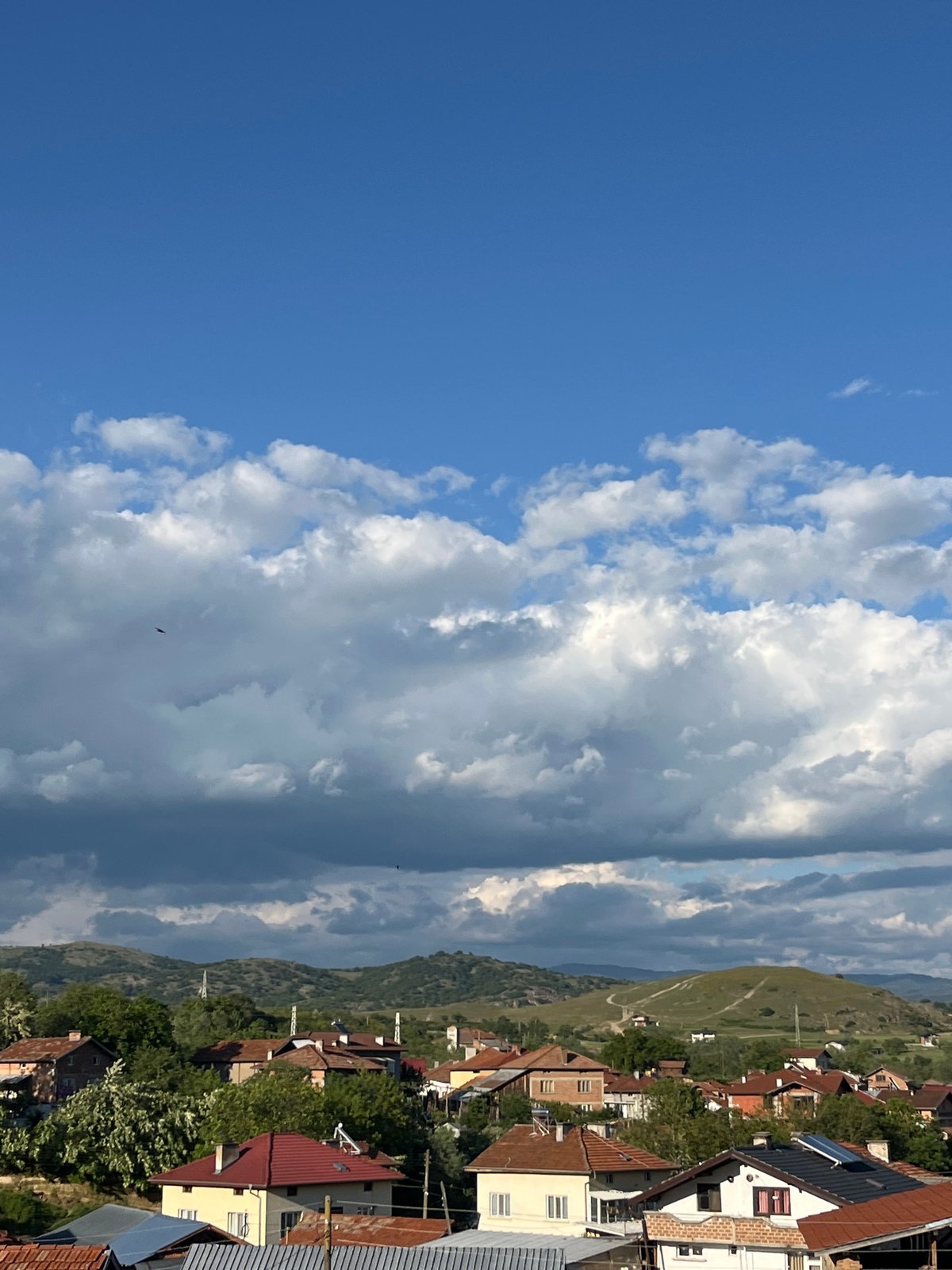 Residential landscape with solar panels observed in Kornitsa, Bulgaria