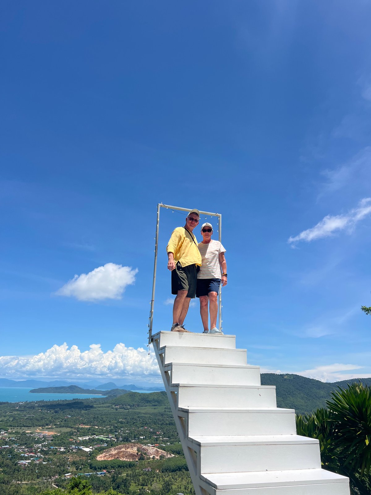 Hilltop staircase installation with Gulf of Thailand views, Baan Thurian