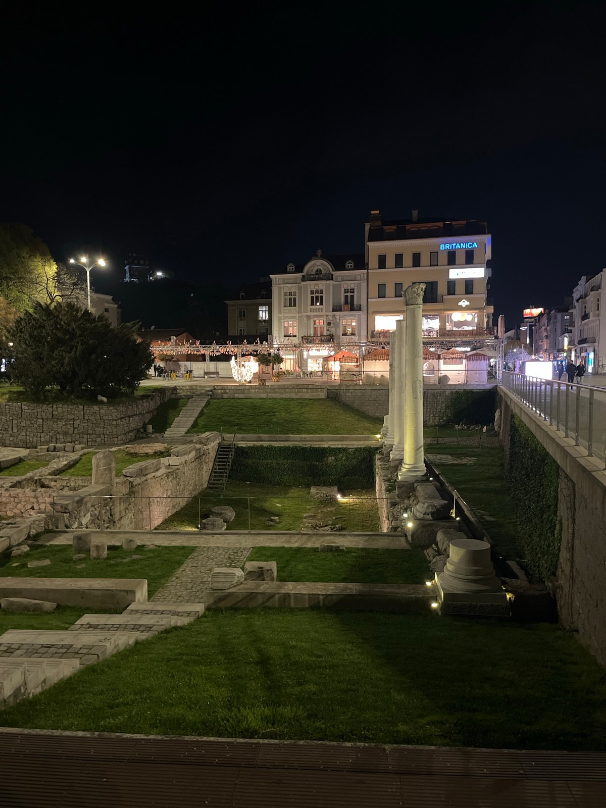 Easter displays and ancient ruins illuminate Plovdiv night