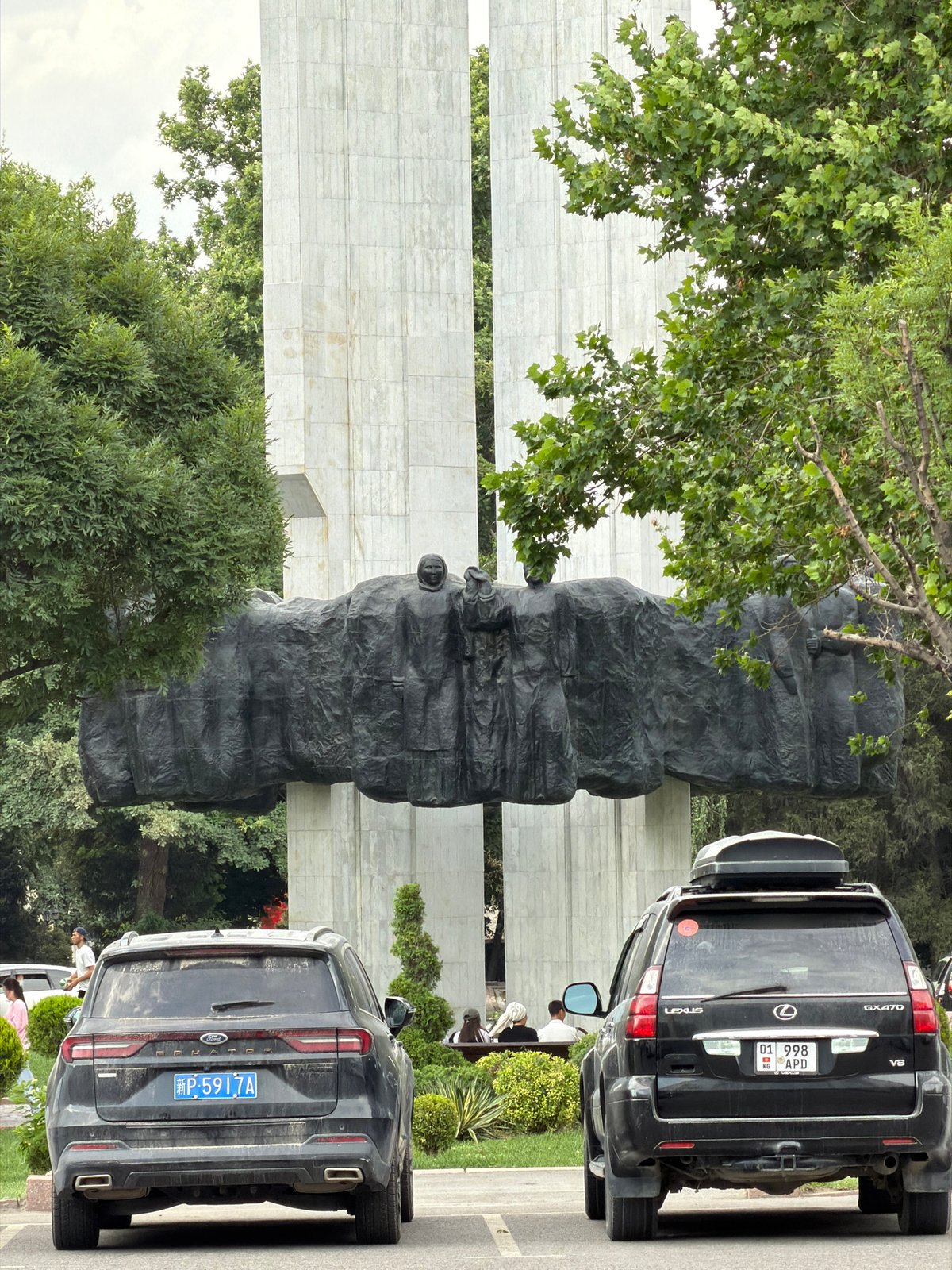 Urban scenes documented across Bishkek and Ulaanbaatar monuments, shops