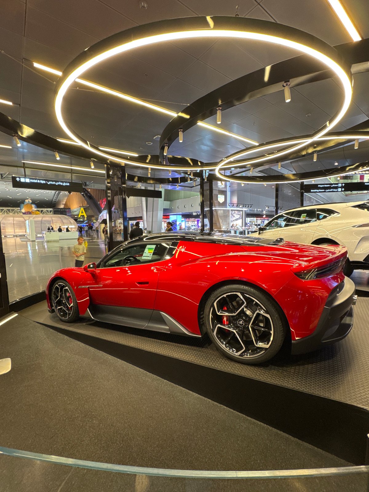 Luxury car display spotted inside Hamad International Airport, Doha