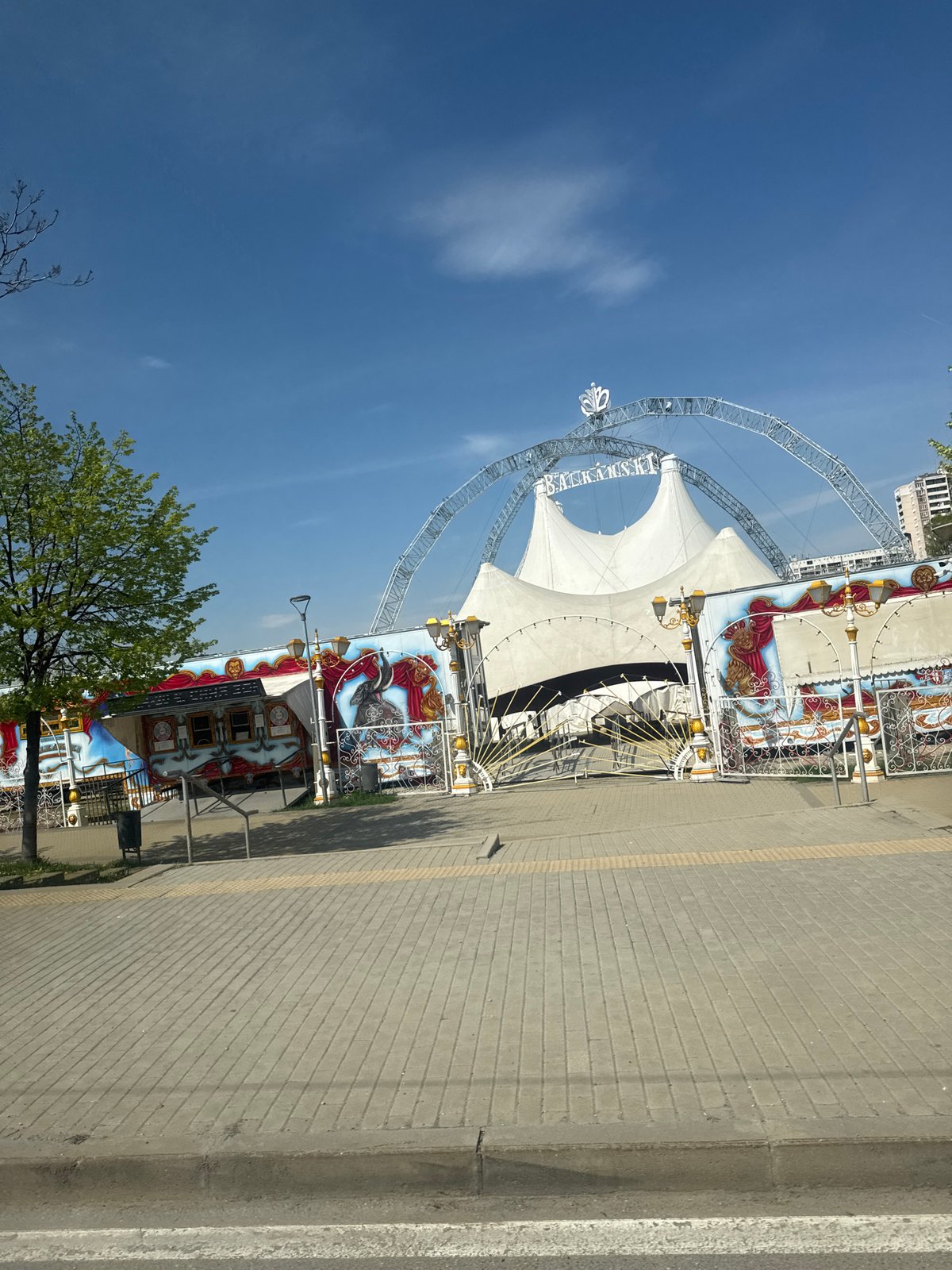 White Ferris wheel documented at Austrian Village funfair Sofia