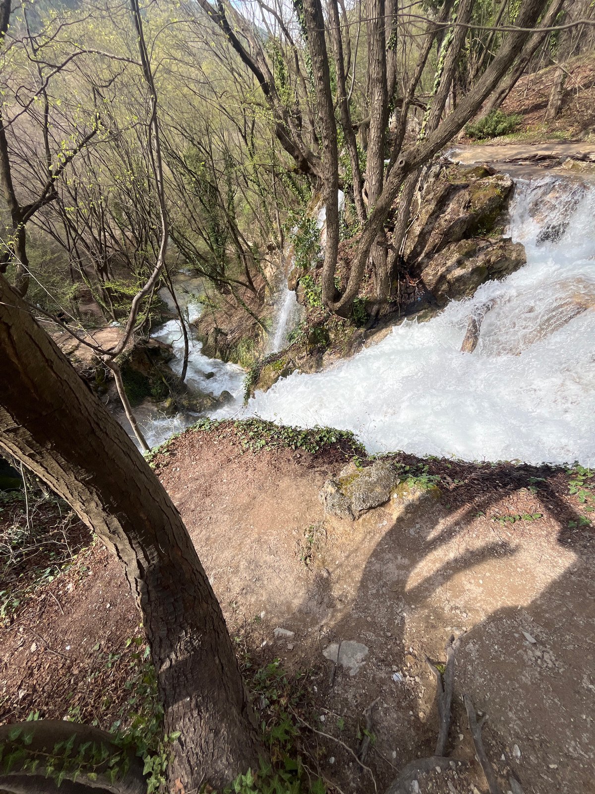 Waterfall captured flowing through forest near Bachkovo, Bulgaria