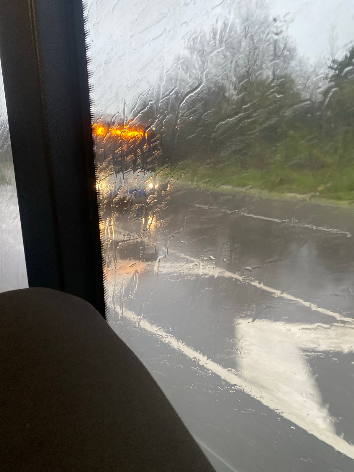 Rainy drive captured through windshield in Varna, Bulgaria