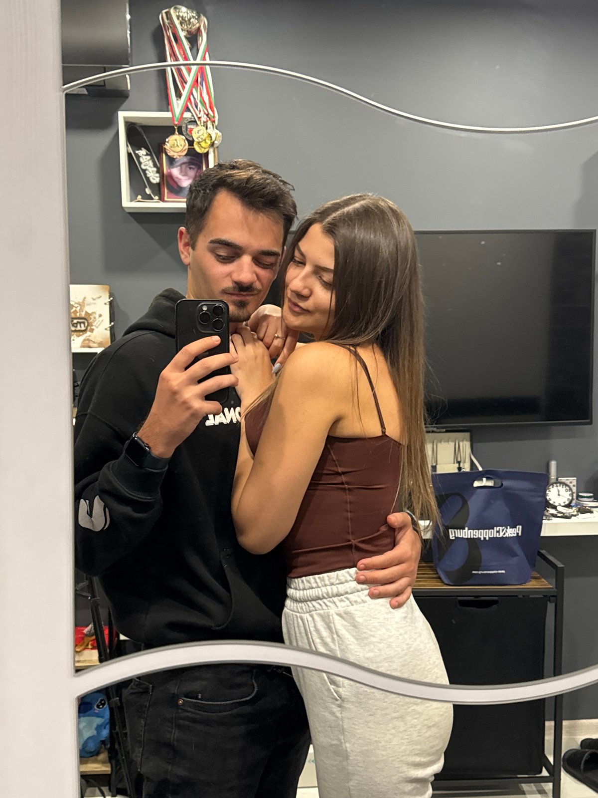 Couple captures intimate mirror selfies in Sofia apartment