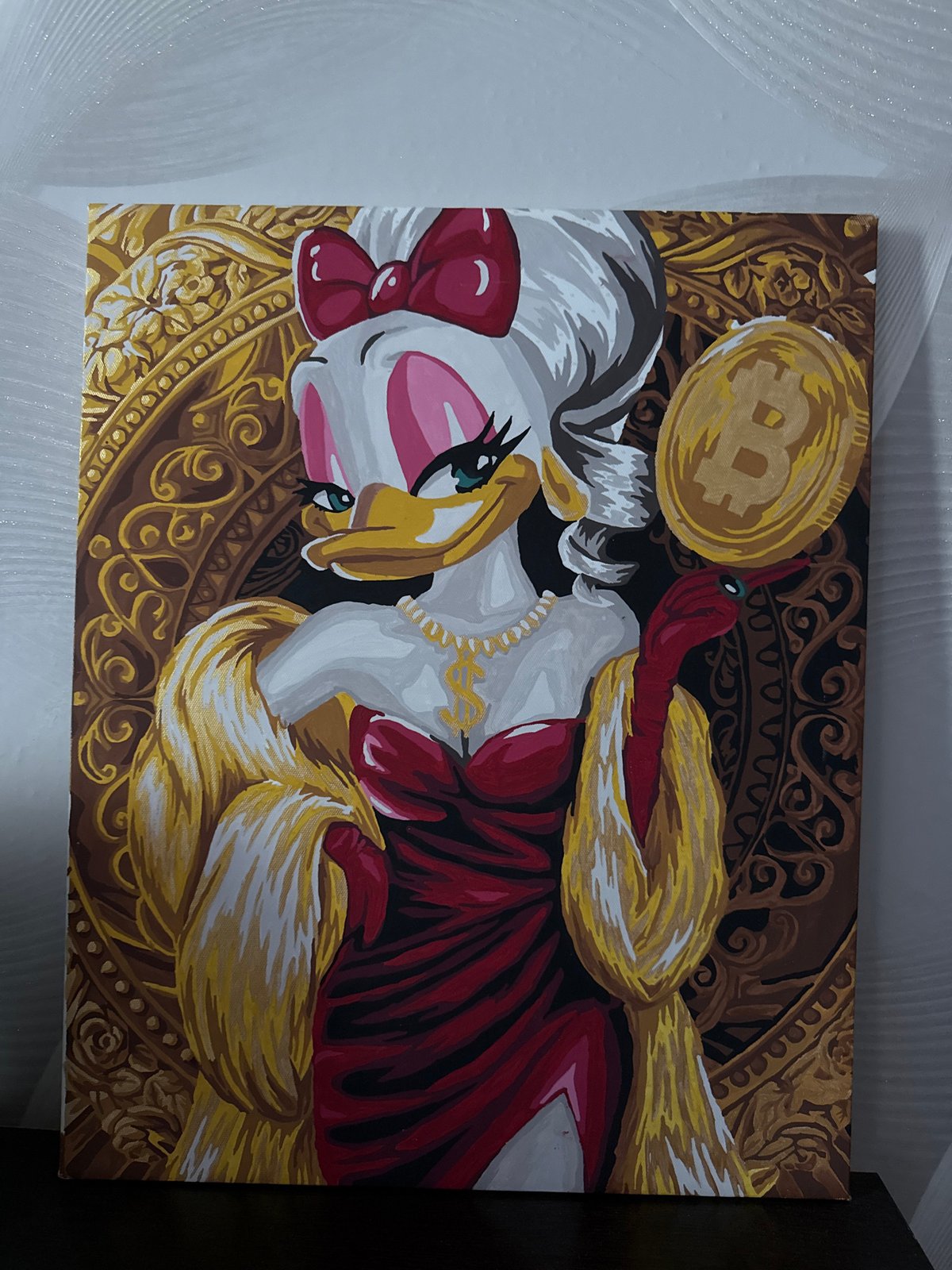 Duck-themed artwork spotted in Kazan featuring cryptocurrency imagery
