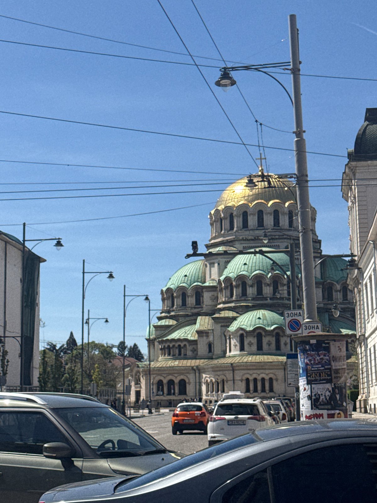 Casual moments captured around Sofia's Alexander Nevsky Cathedral area