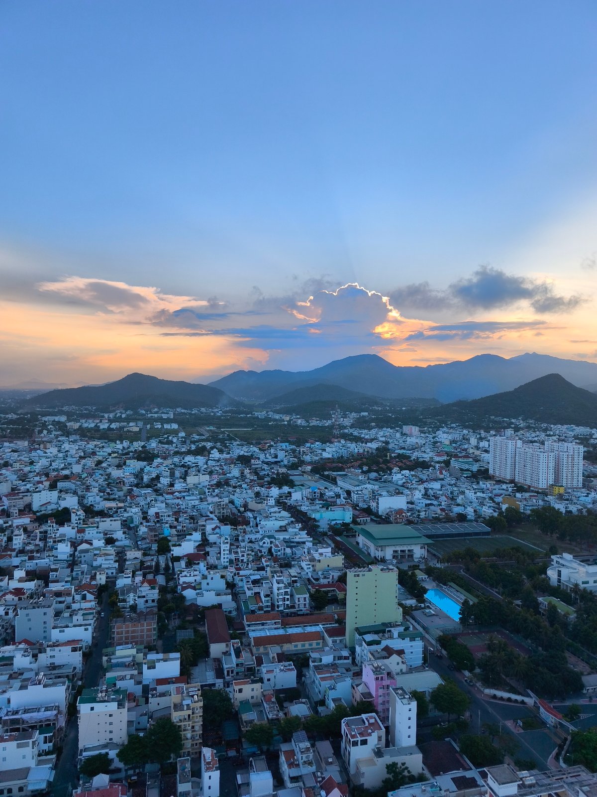 Rooftop dusk views over Nha Trang, Vietnam