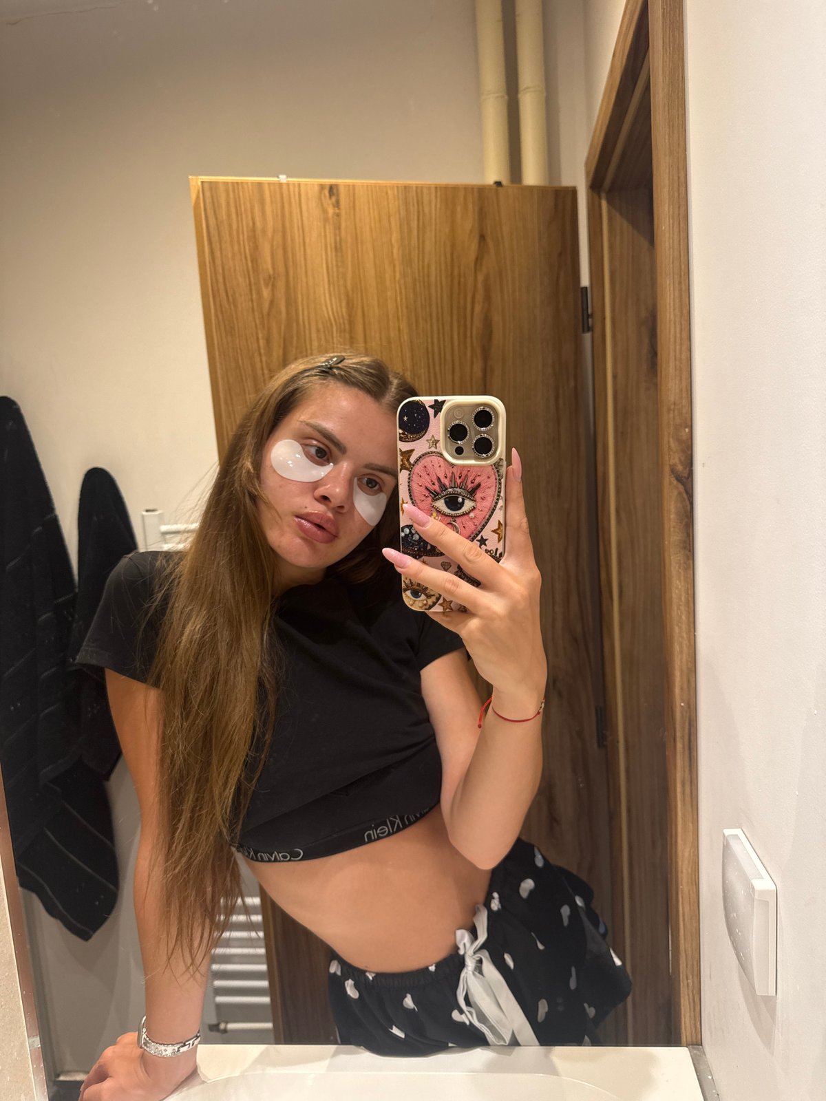 Woman documents personal routine in extended selfie session