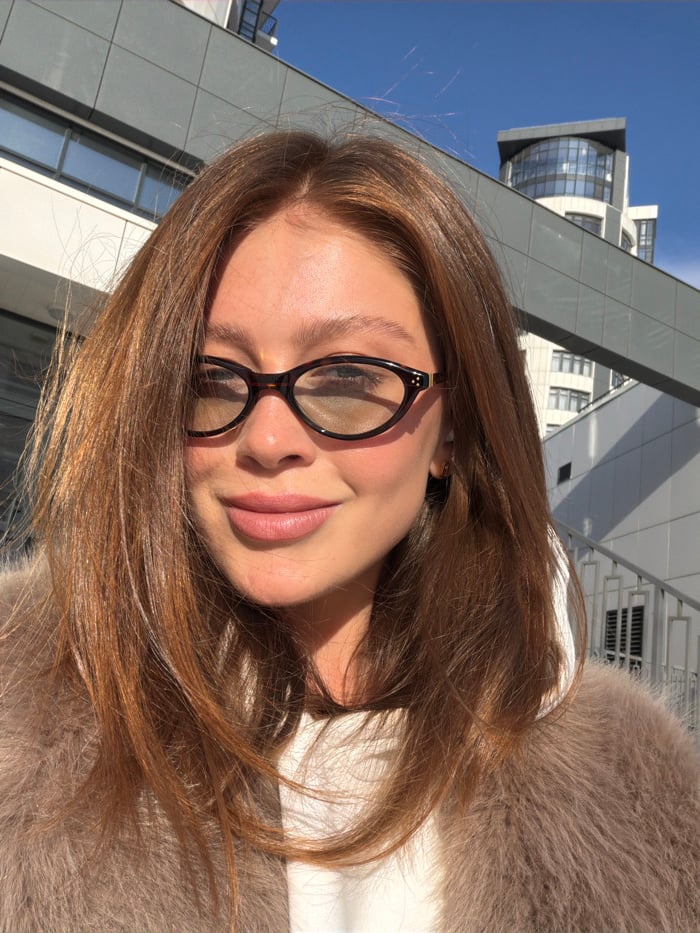 Woman photographed outdoors in Krasnoyarsk, Russia