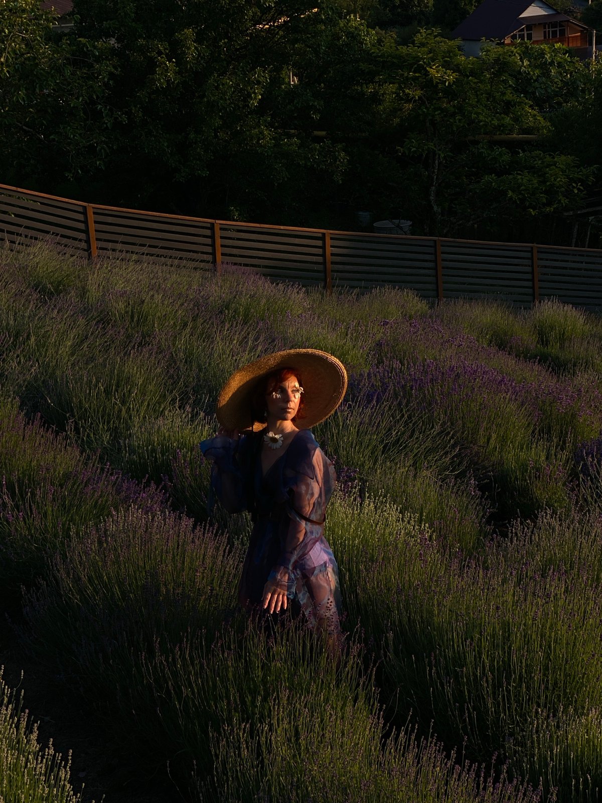 Sunset photo shoot at a lavender farm near Sochi