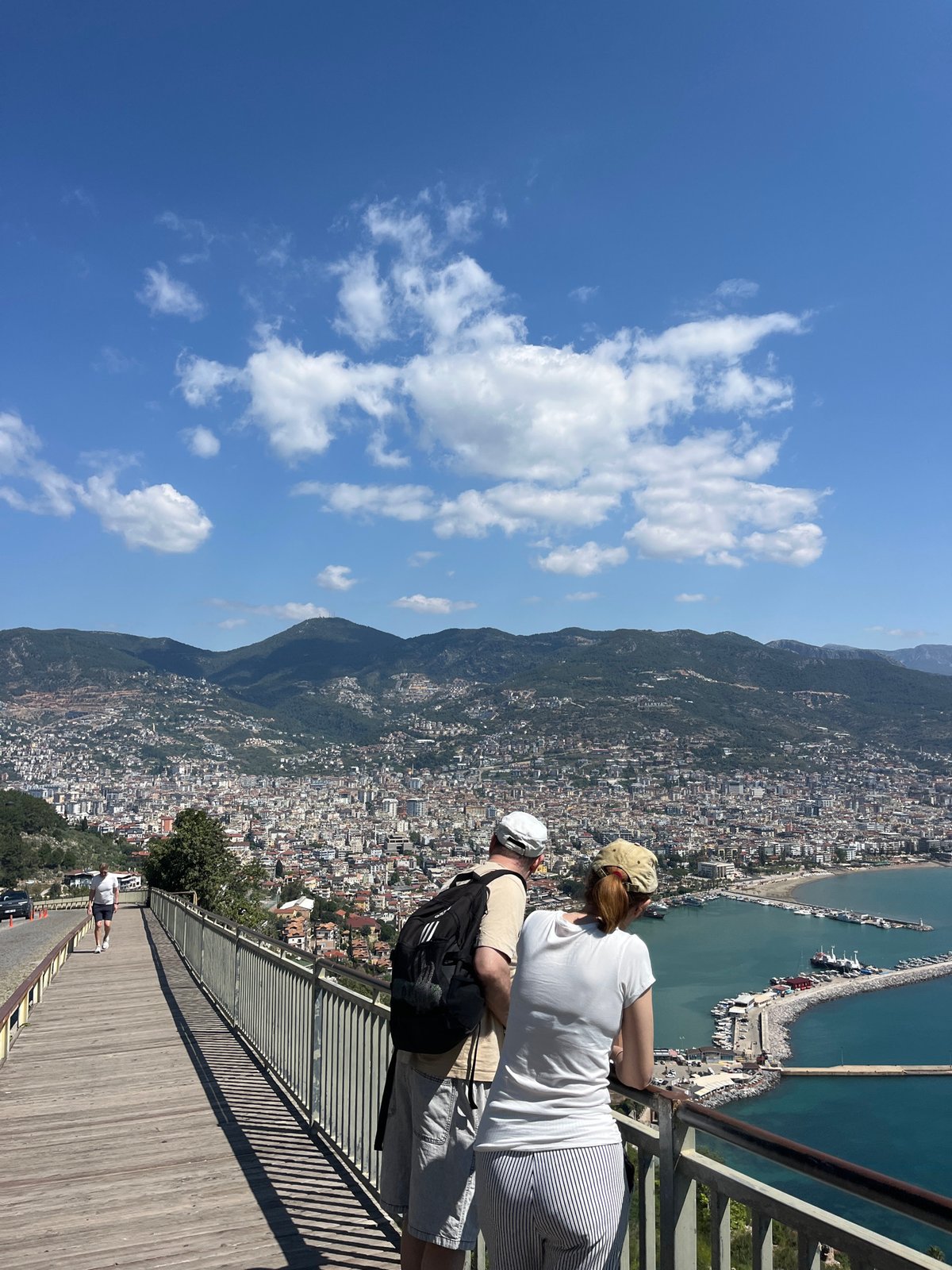 Tourists gather at scenic Alanya overlook for morning views