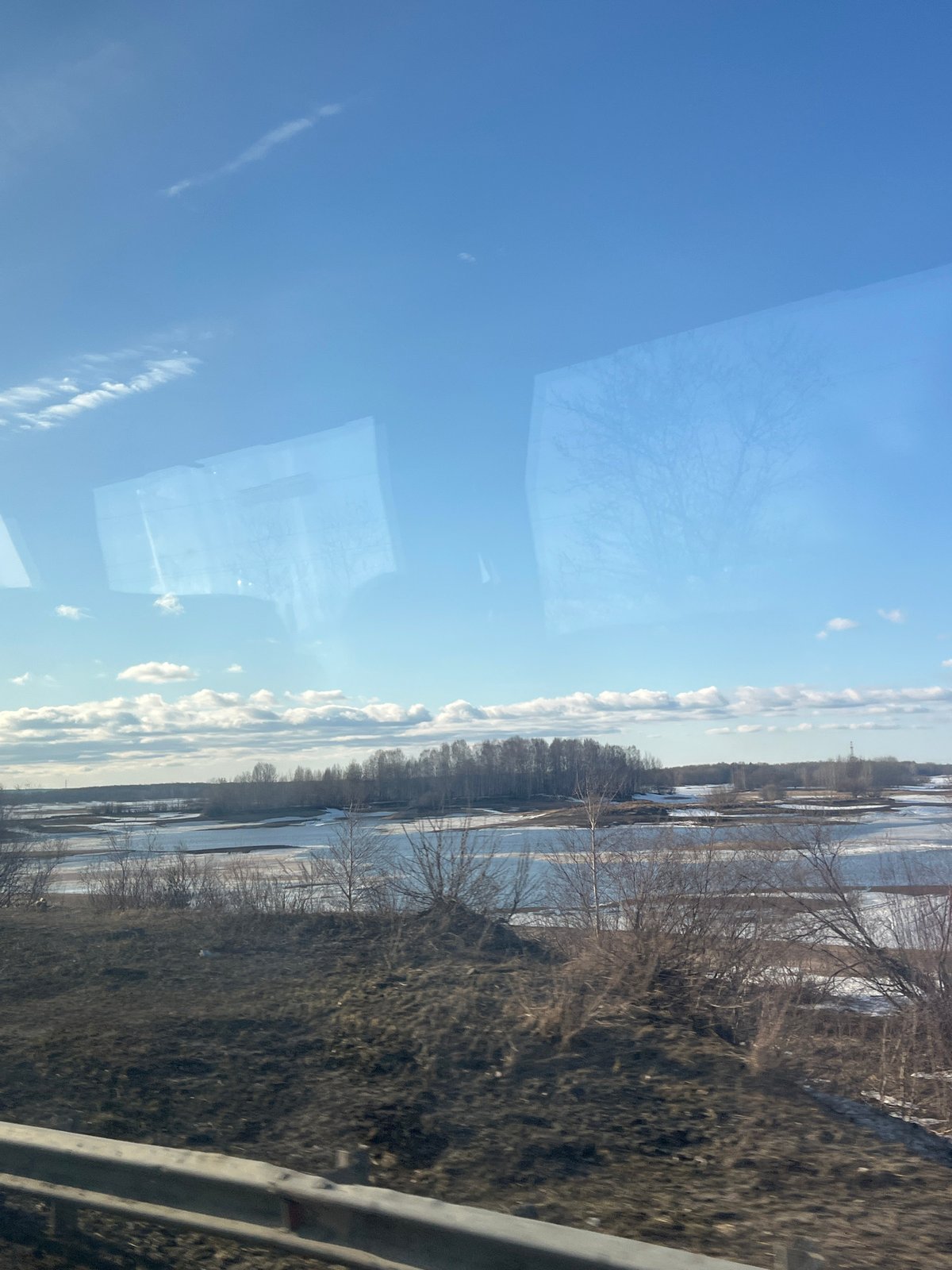 Spring scenes captured from vehicle and bridge in Berezniki