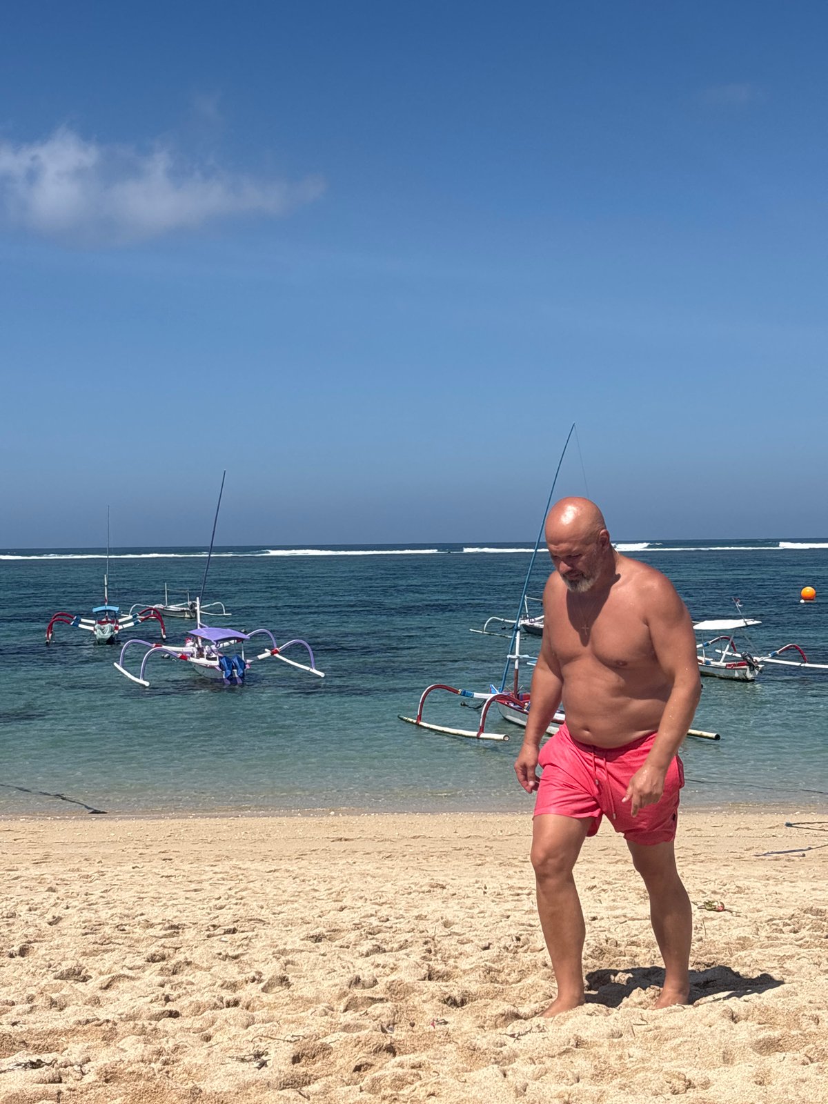 Morning beach scene at Kuta Selatan, Bali