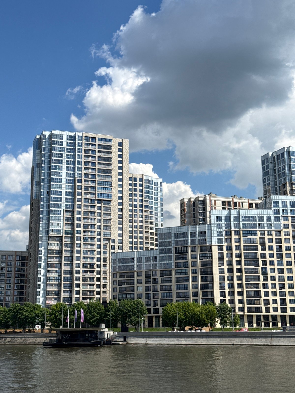 Moscow waterfront scene captured along city river