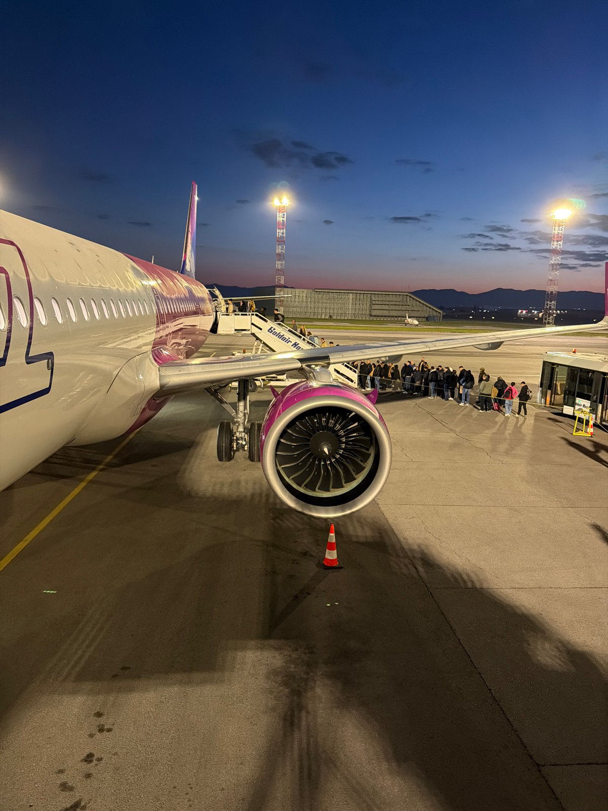 Late-night passenger boarding captured at Sofia Airport