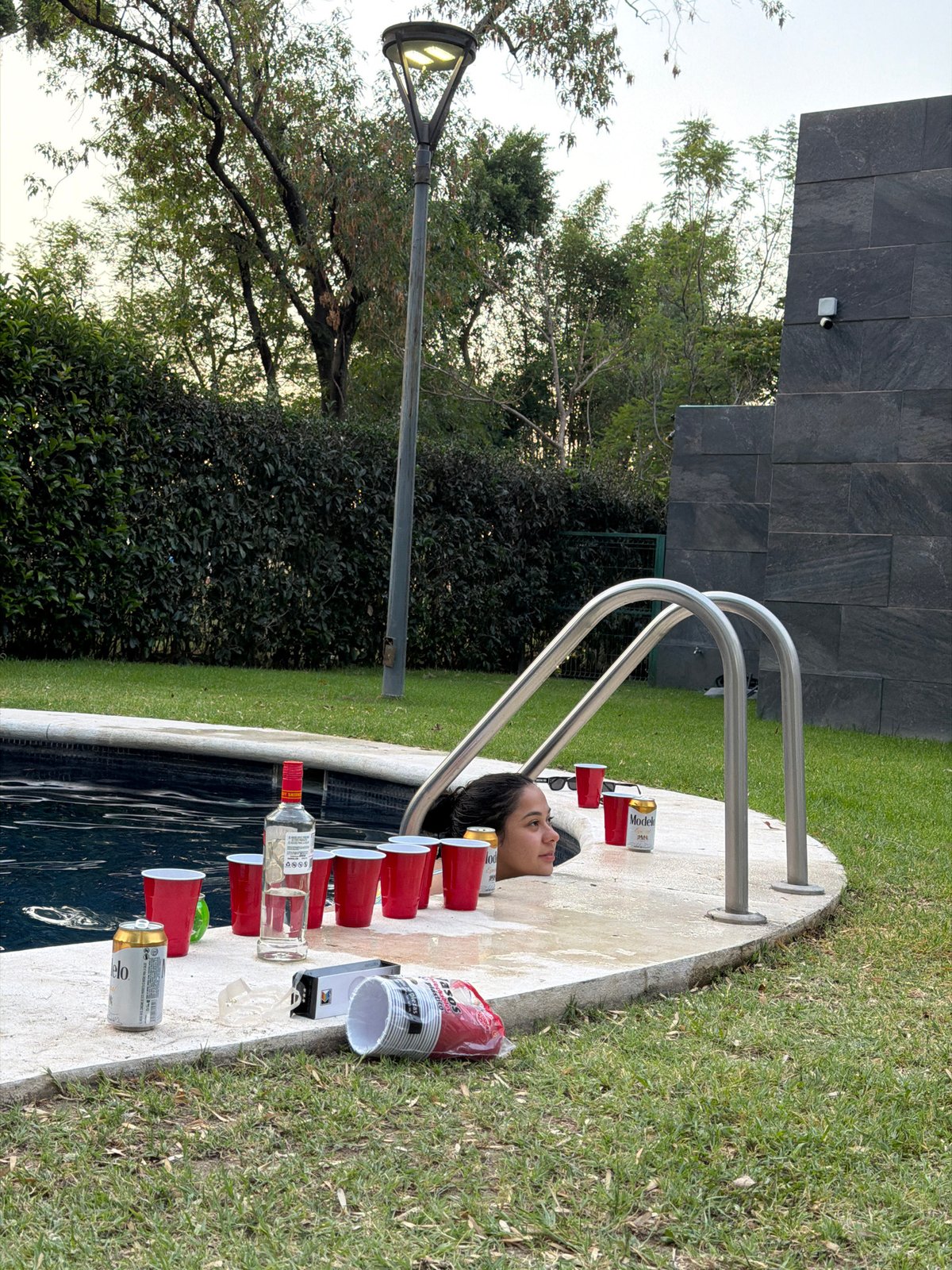 Person spotted at residential pool in Mexican town