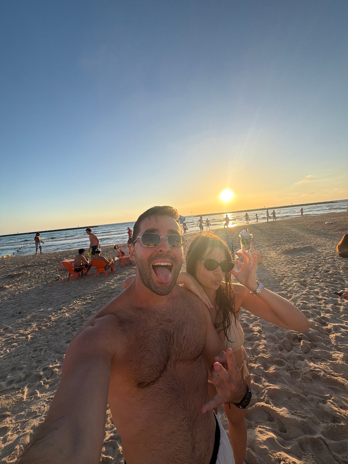 Sunset beach games and selfies in Tel Aviv