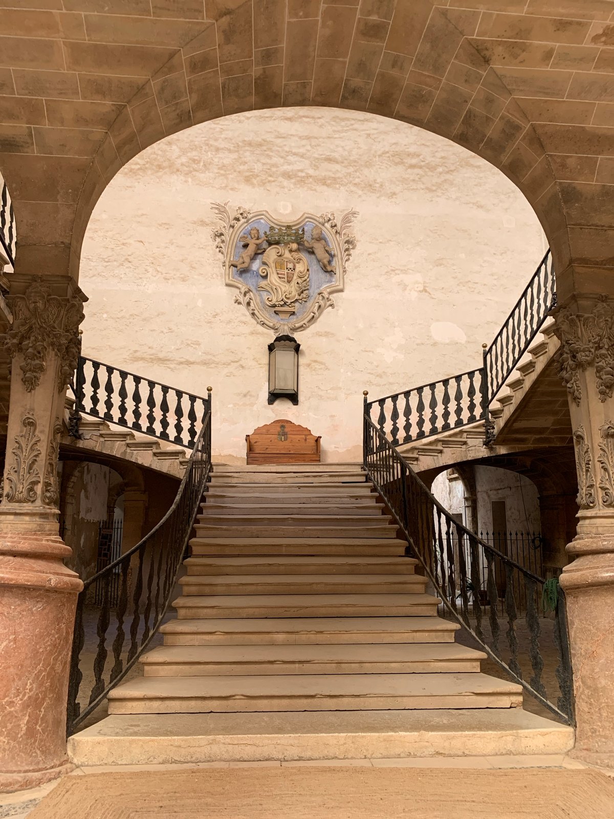 Inside a historic courtyard building in Palma de Mallorca