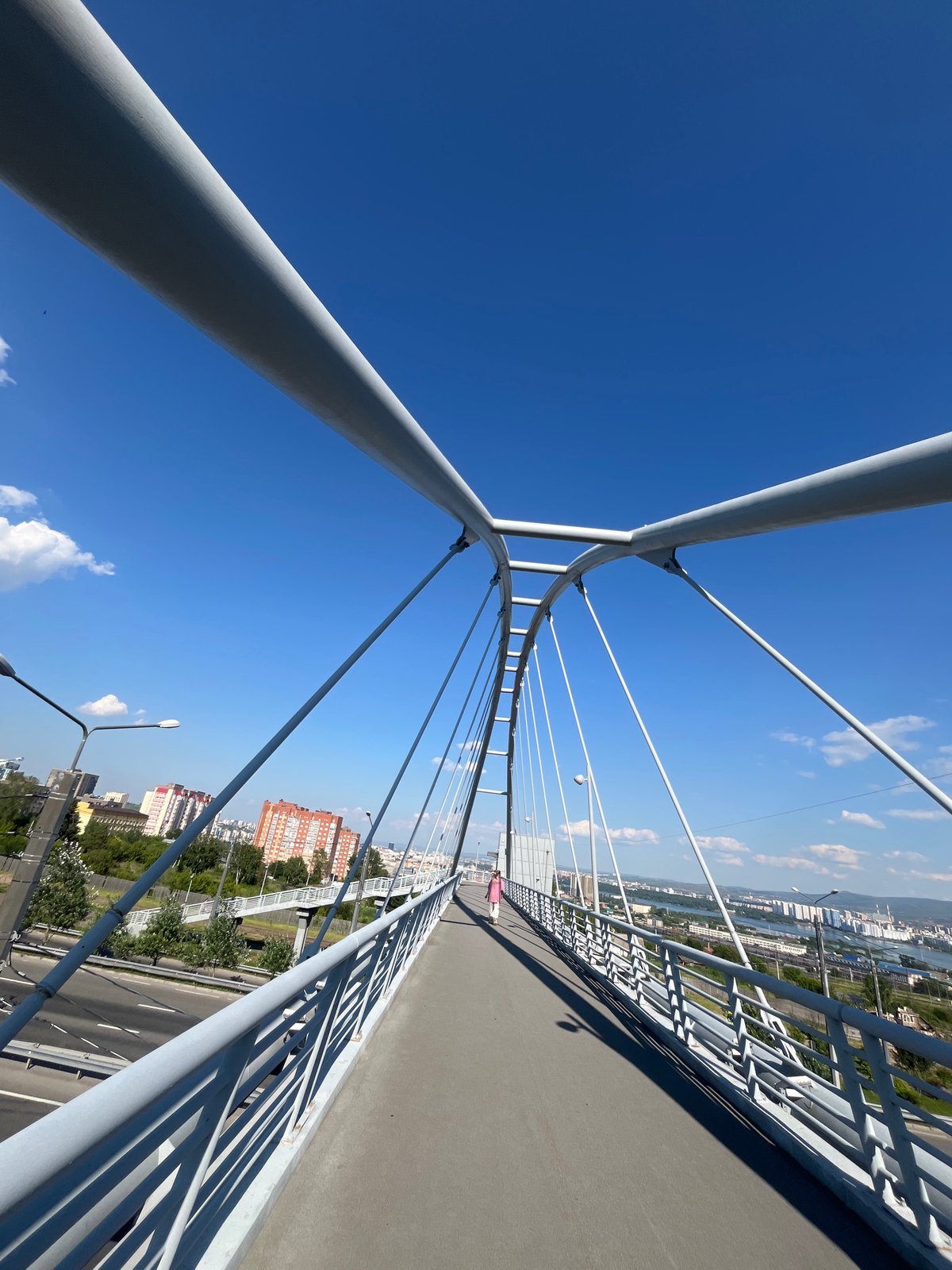 Krasnoyarsk in flux: bridge views and active urban redevelopment