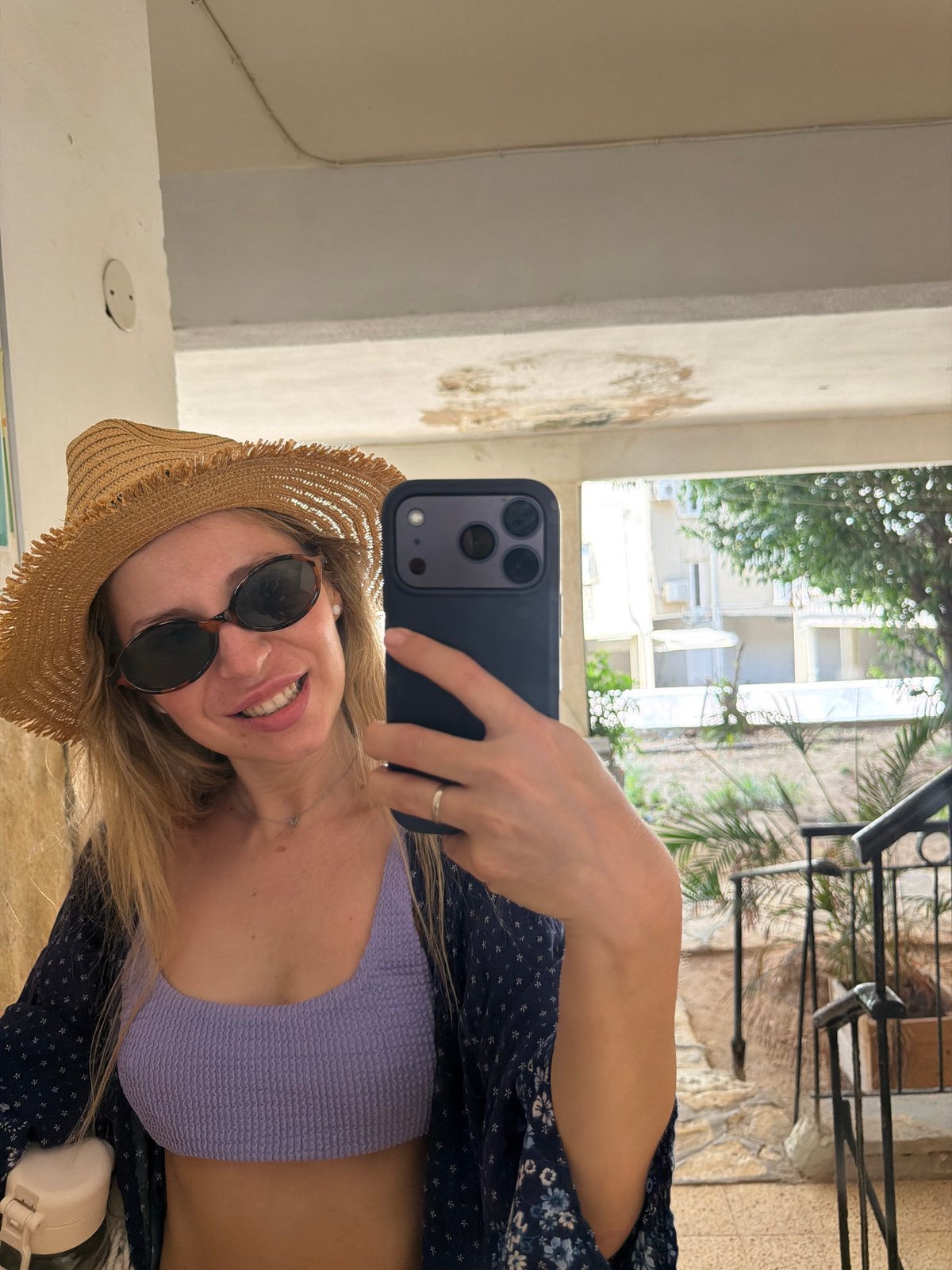 Beachside selfie on a summer morning in Bat Yam