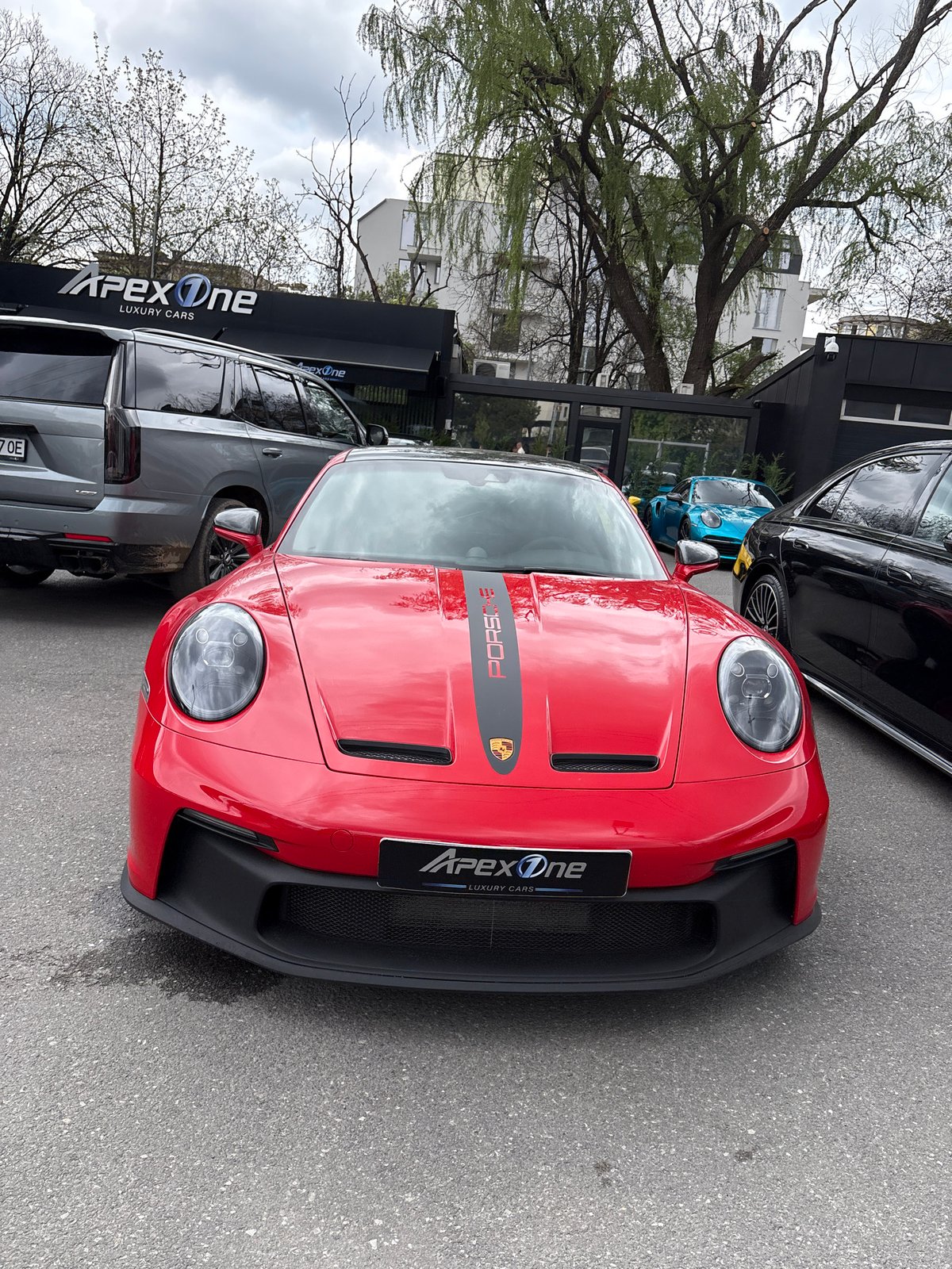 Red Porsche spotted at Sofia luxury car dealership