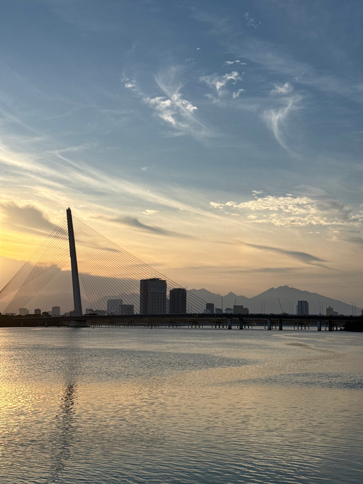 Da Nang's Han River waterfront at golden hour