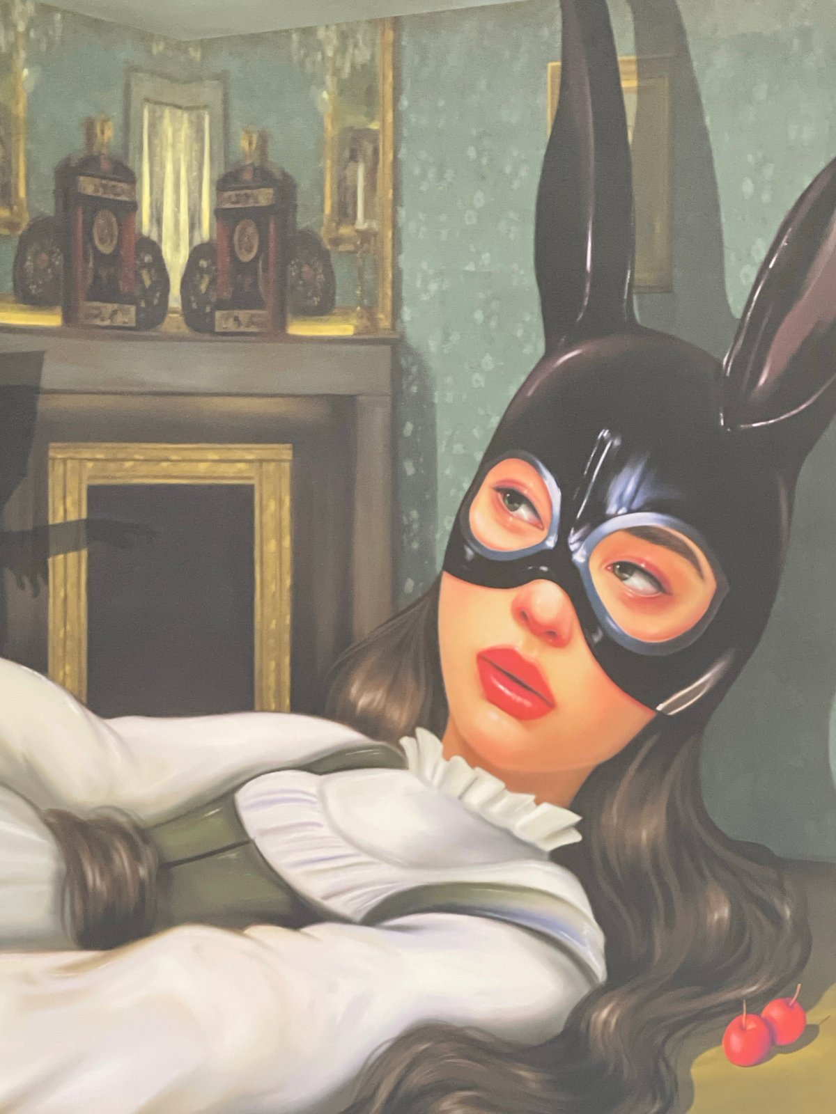 Art exhibition featuring masked woman portrait observed in Izhevsk