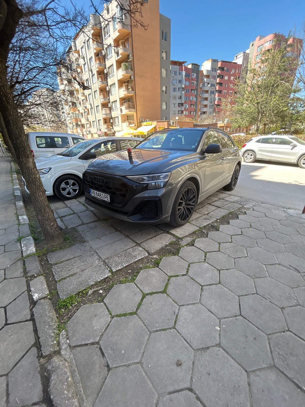 Audi SUV parked on sidewalk in Plovdiv, Bulgaria