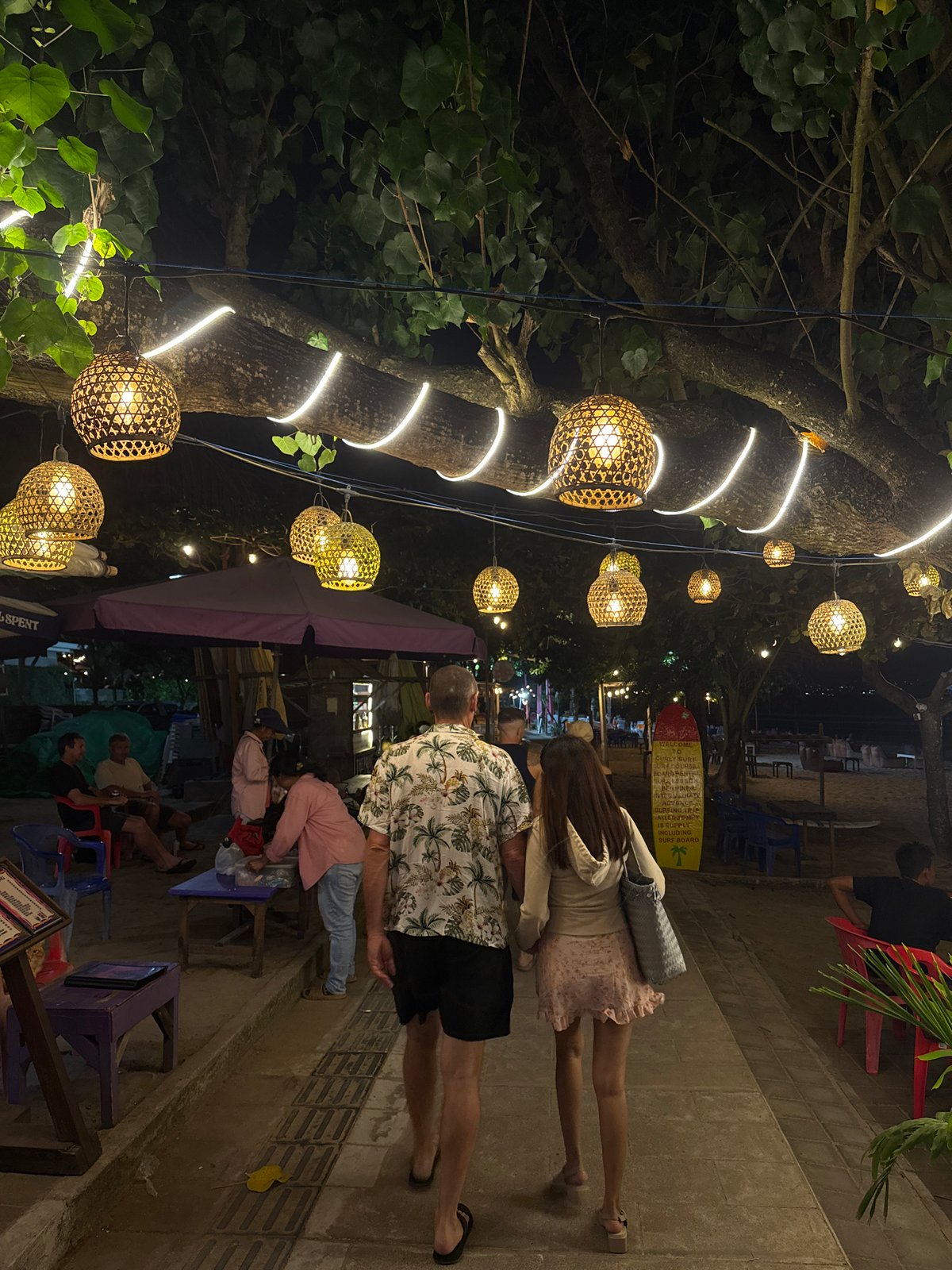 Kuta Beach's nighttime bar and dining scene, Bali