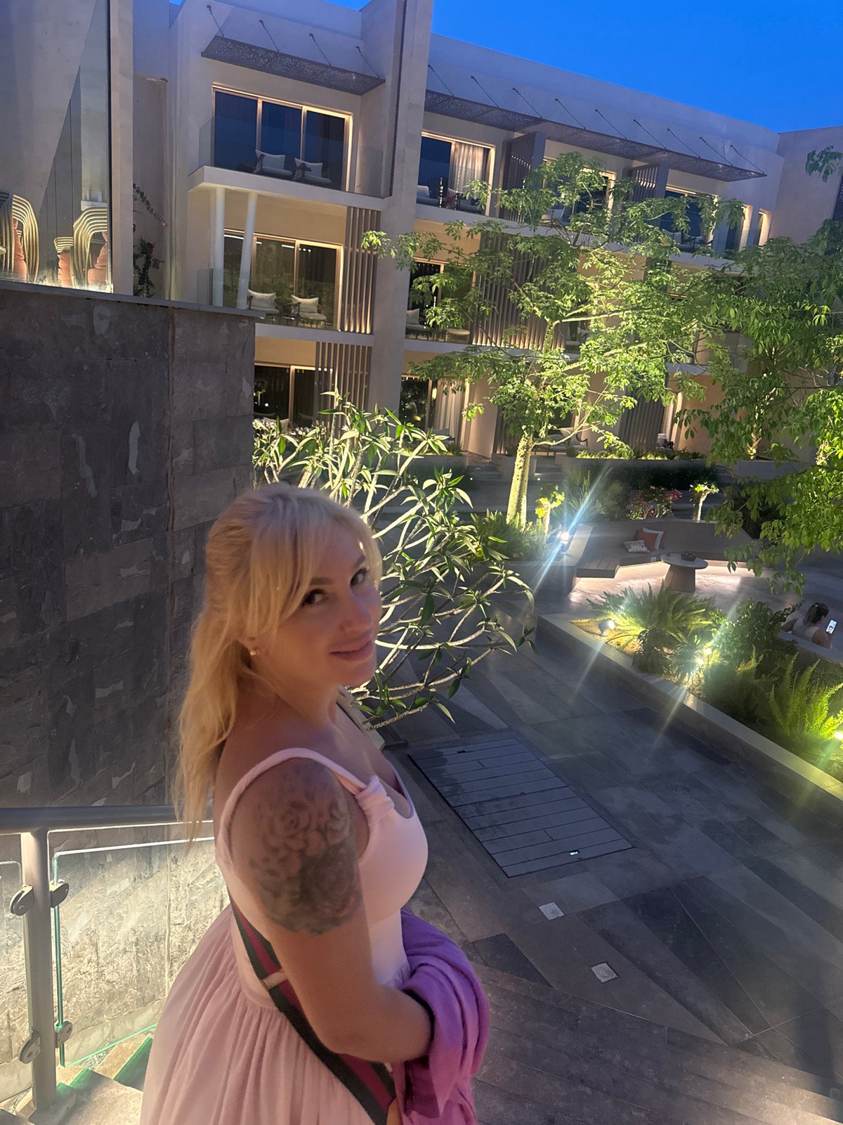 Woman observed outside residential building in El Gouna, Egypt
