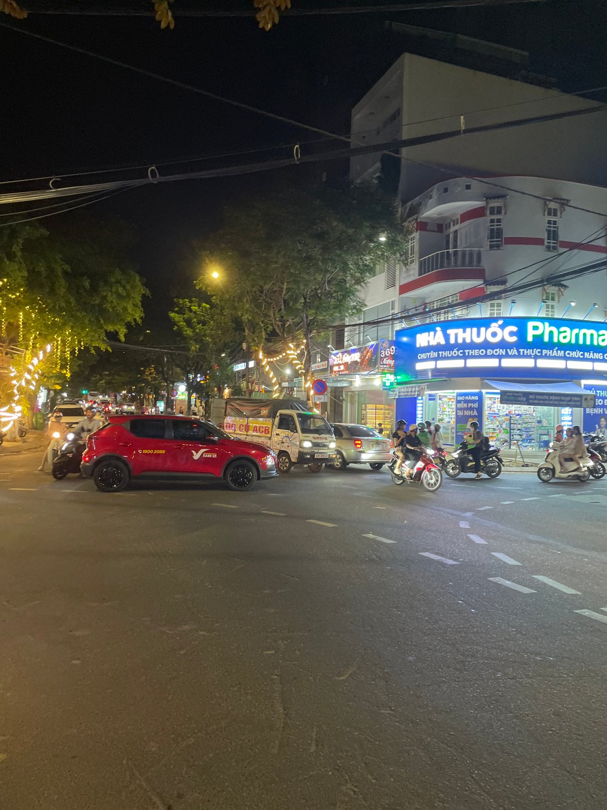 Street traffic and noodle bowls in Da Nang, Vietnam