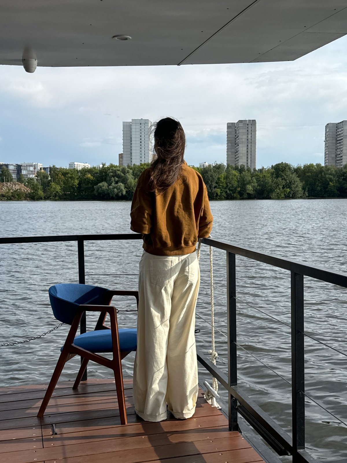 Hanging out on a Moscow waterfront deck on a summer afternoon