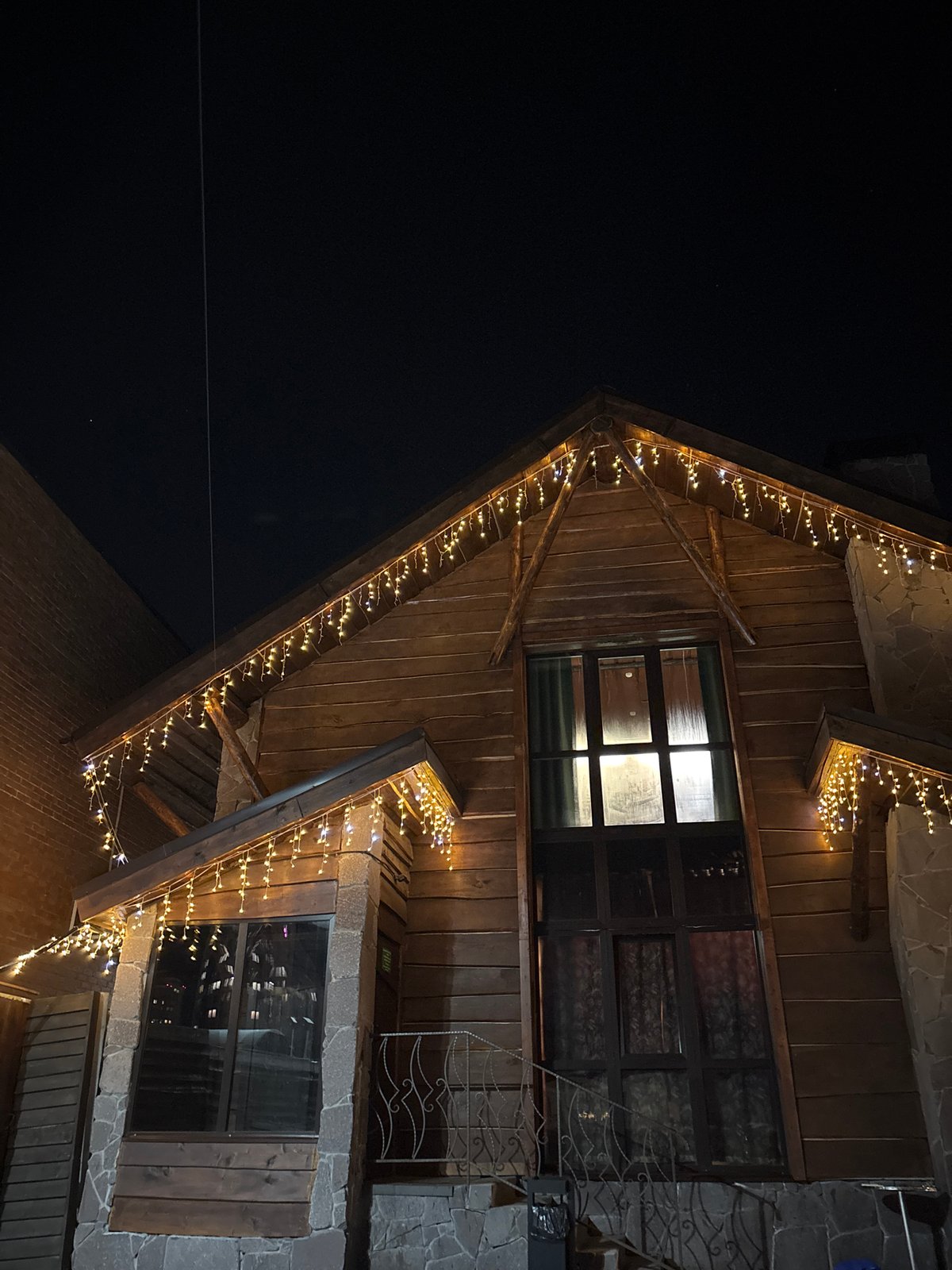 Building with decorative lights photographed in Perm, Russia