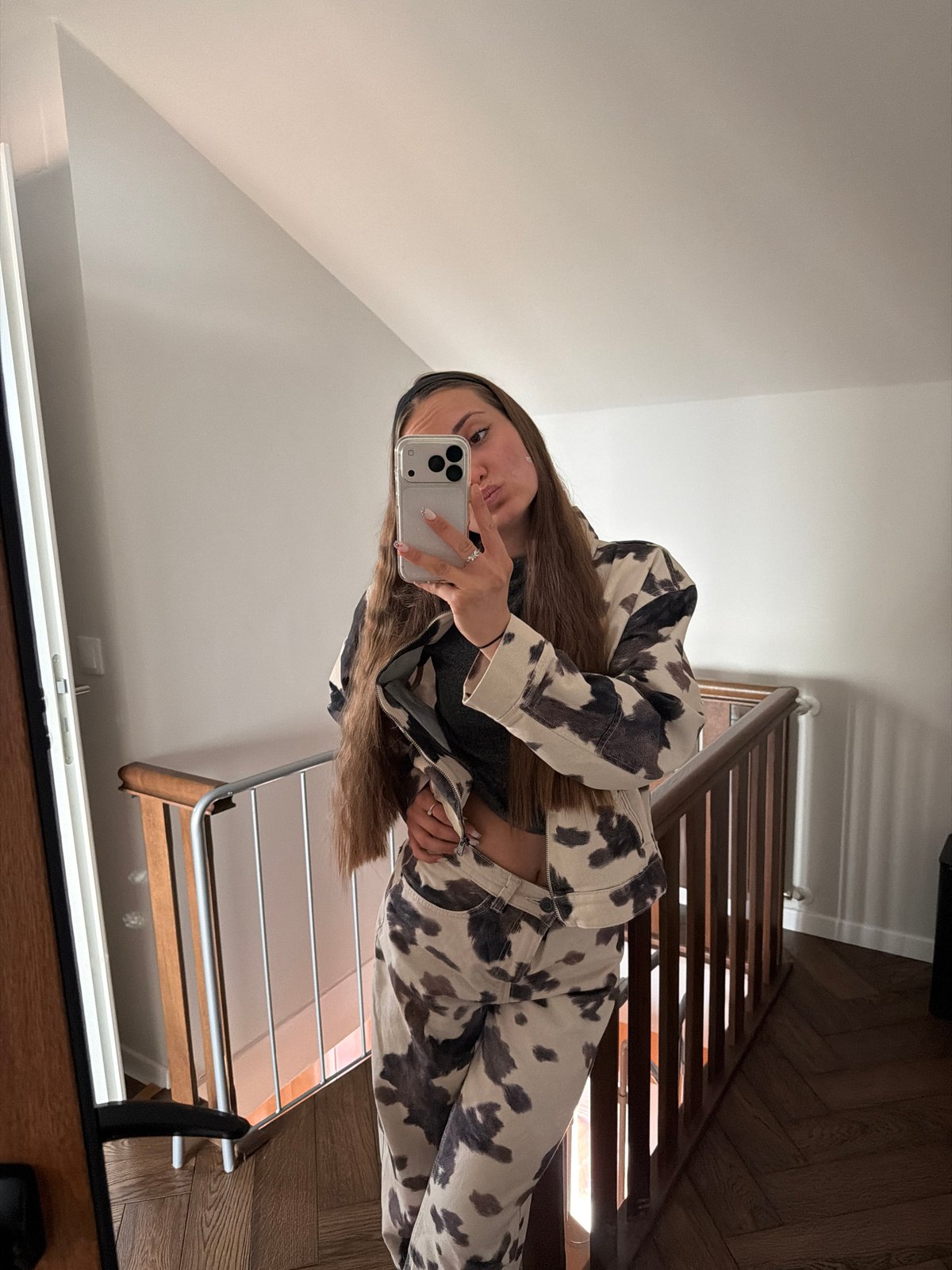 Woman Takes Mirror Selfies at Home in Buhovo