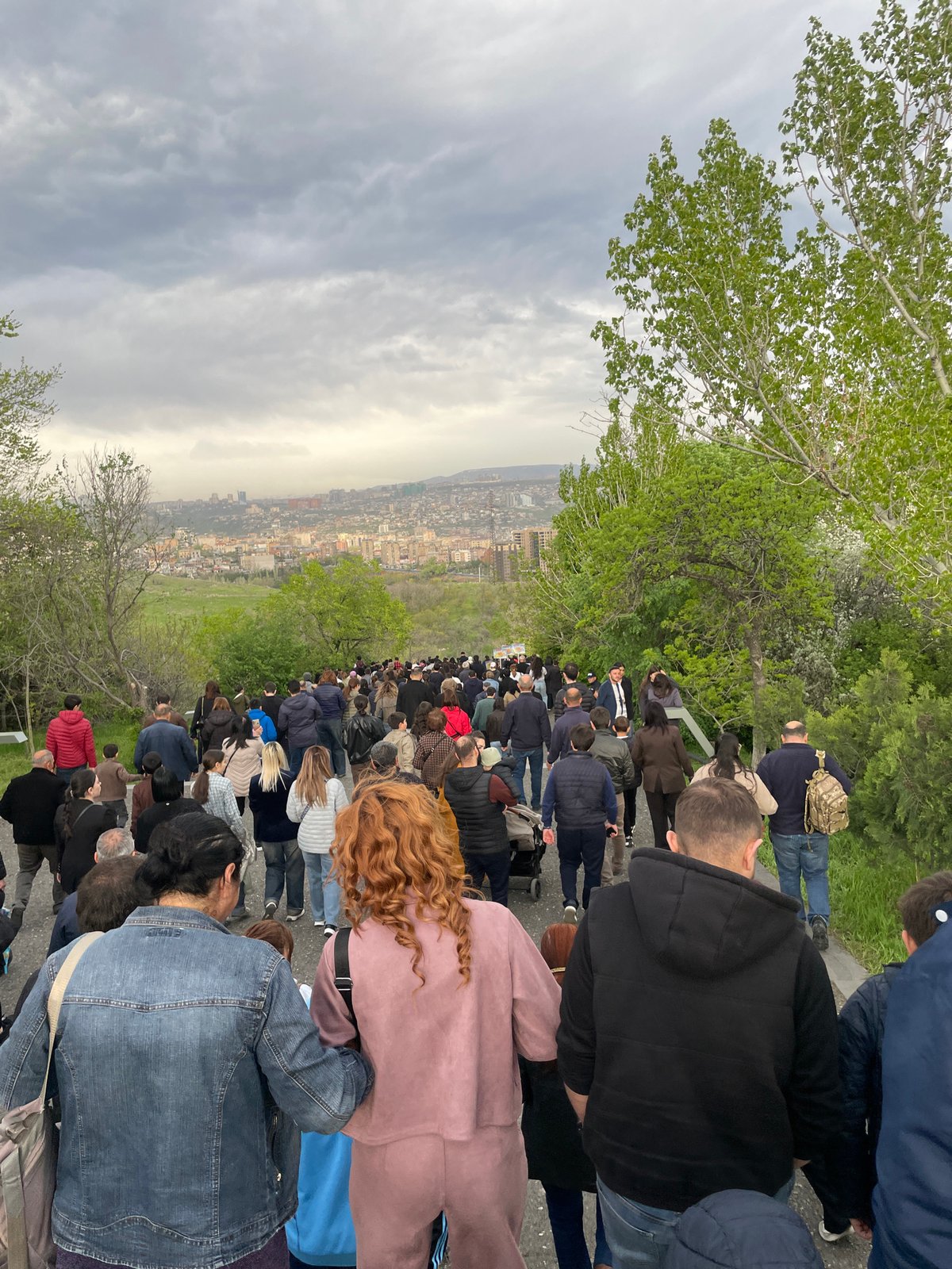 Large crowd gathers outdoors in Yerevan, Armenia