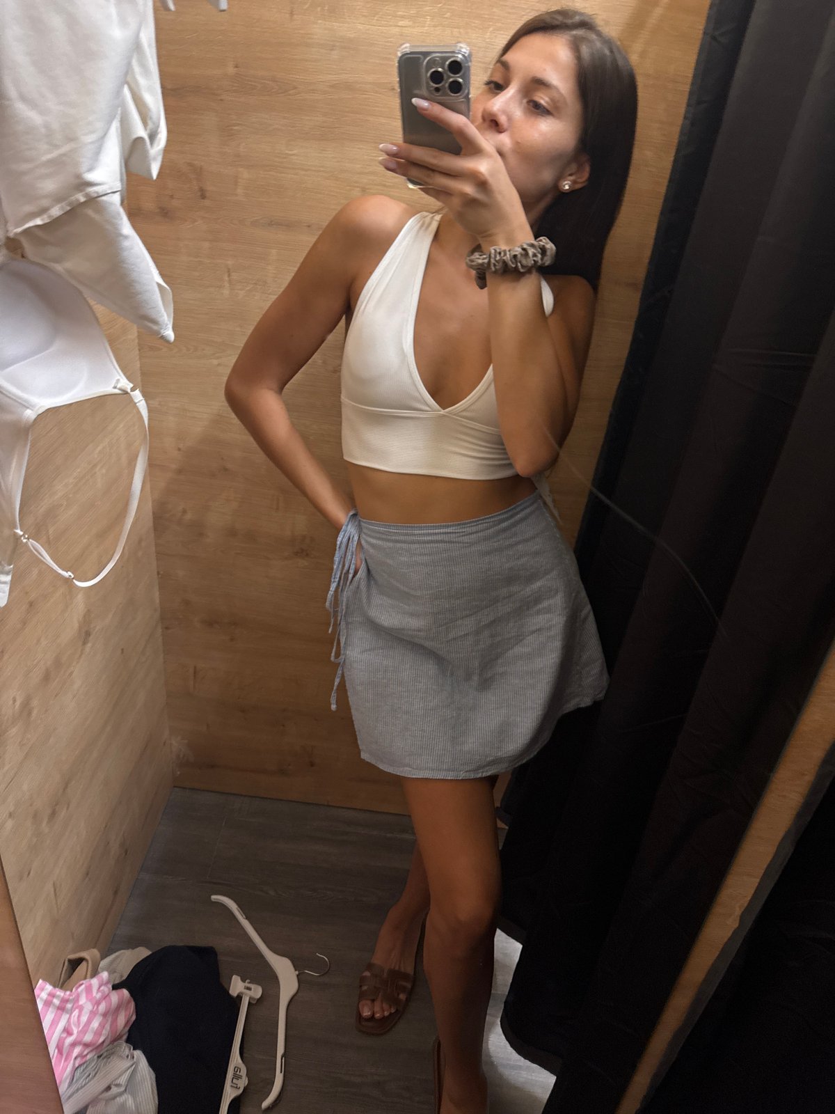 Fitting room mirror selfies in a Burgas retail store
