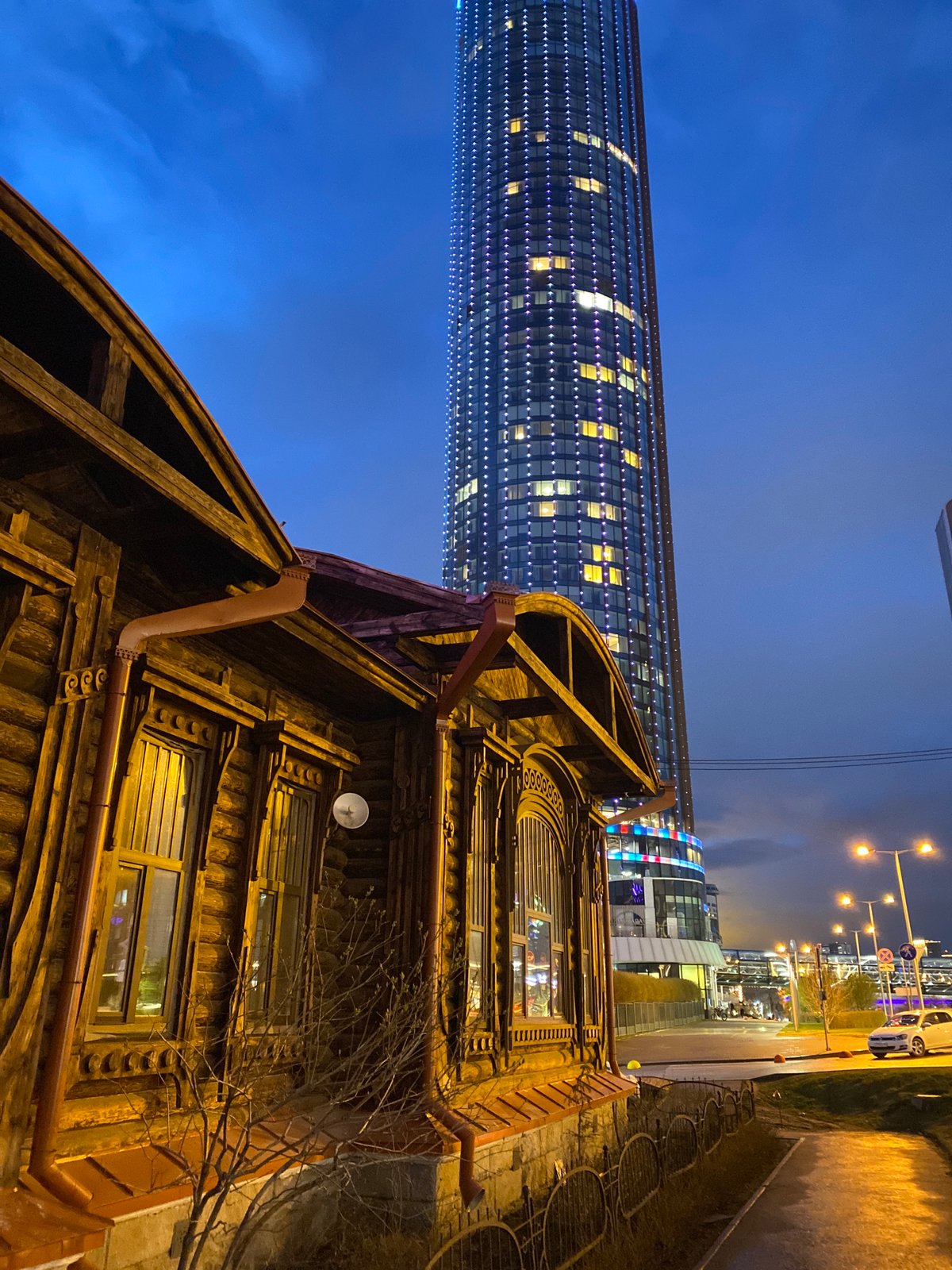 Evening architectural photography session documented across Yekaterinburg cityscape