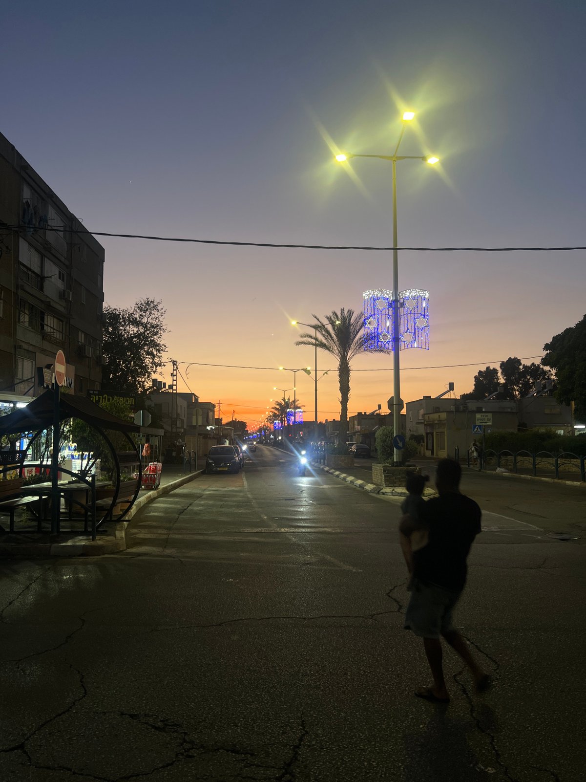 Dusk street scene captured in Kiryat Yam, Israel