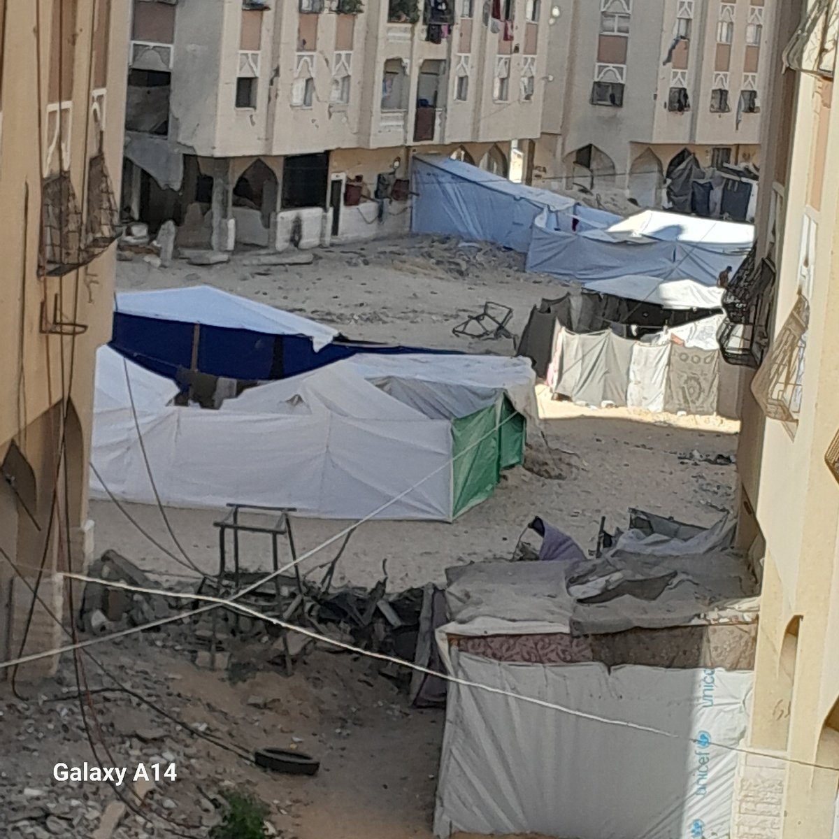 Damage aftermath and temporary shelters in Khan Yunis