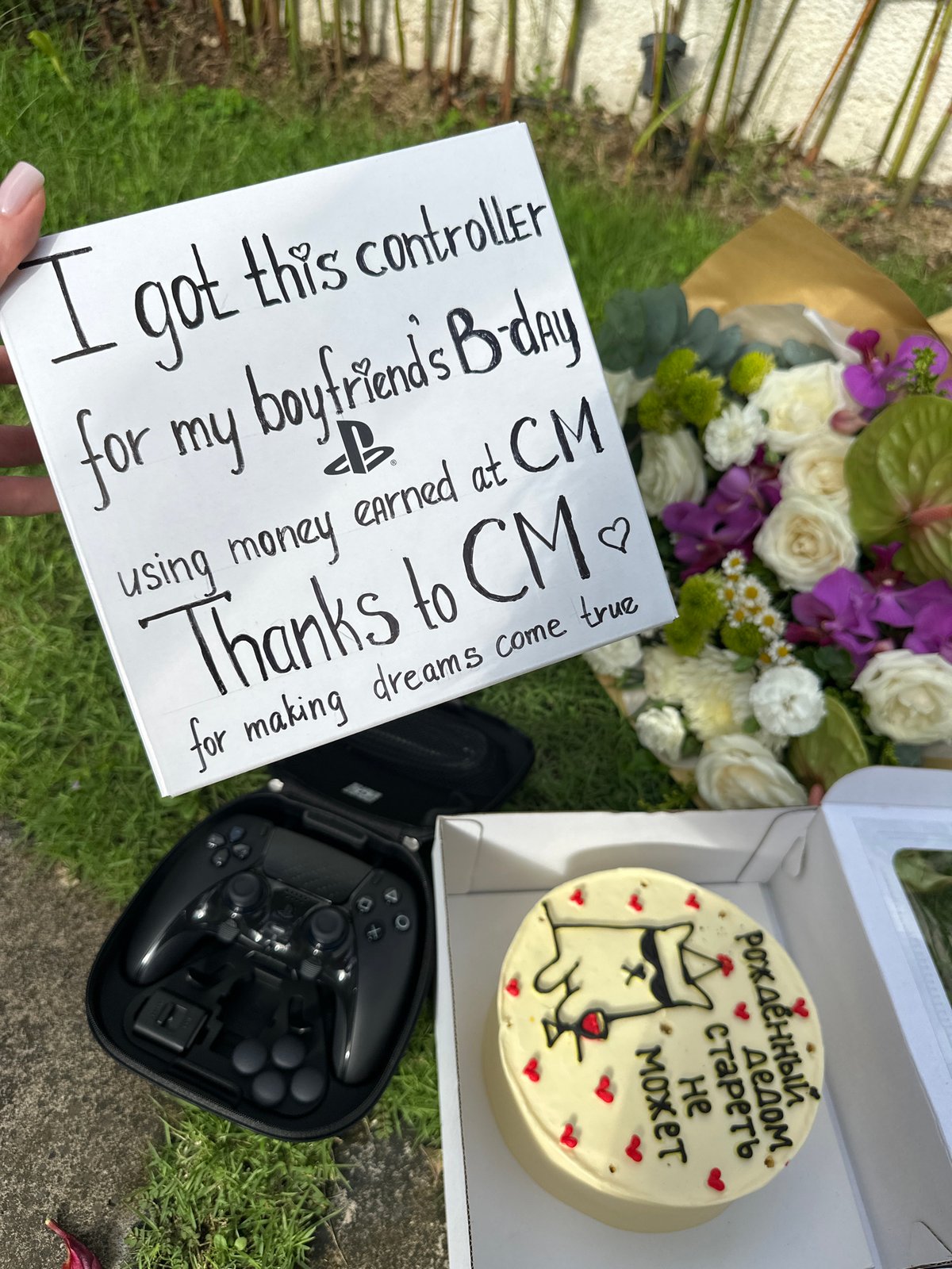 Birthday celebration with flowers, cake, gaming gift in North Kuta