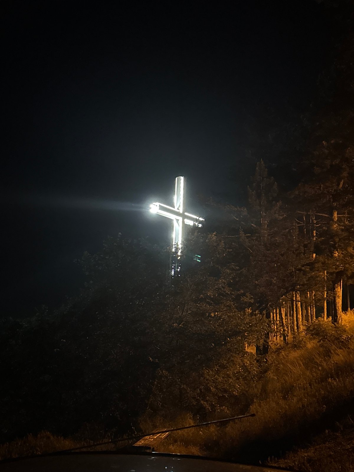 Illuminated crosses spotted in Blagoevgrad woods at night