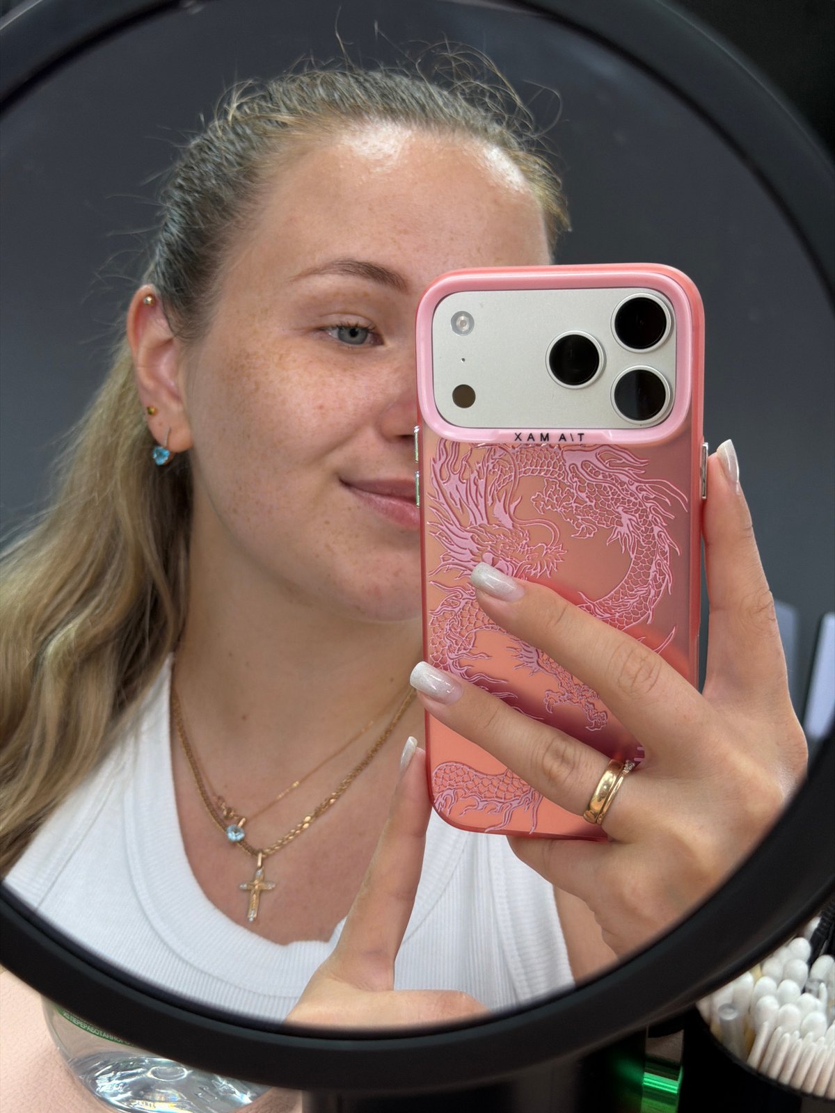 Mirror selfie session in a Chaikovsky dressing room