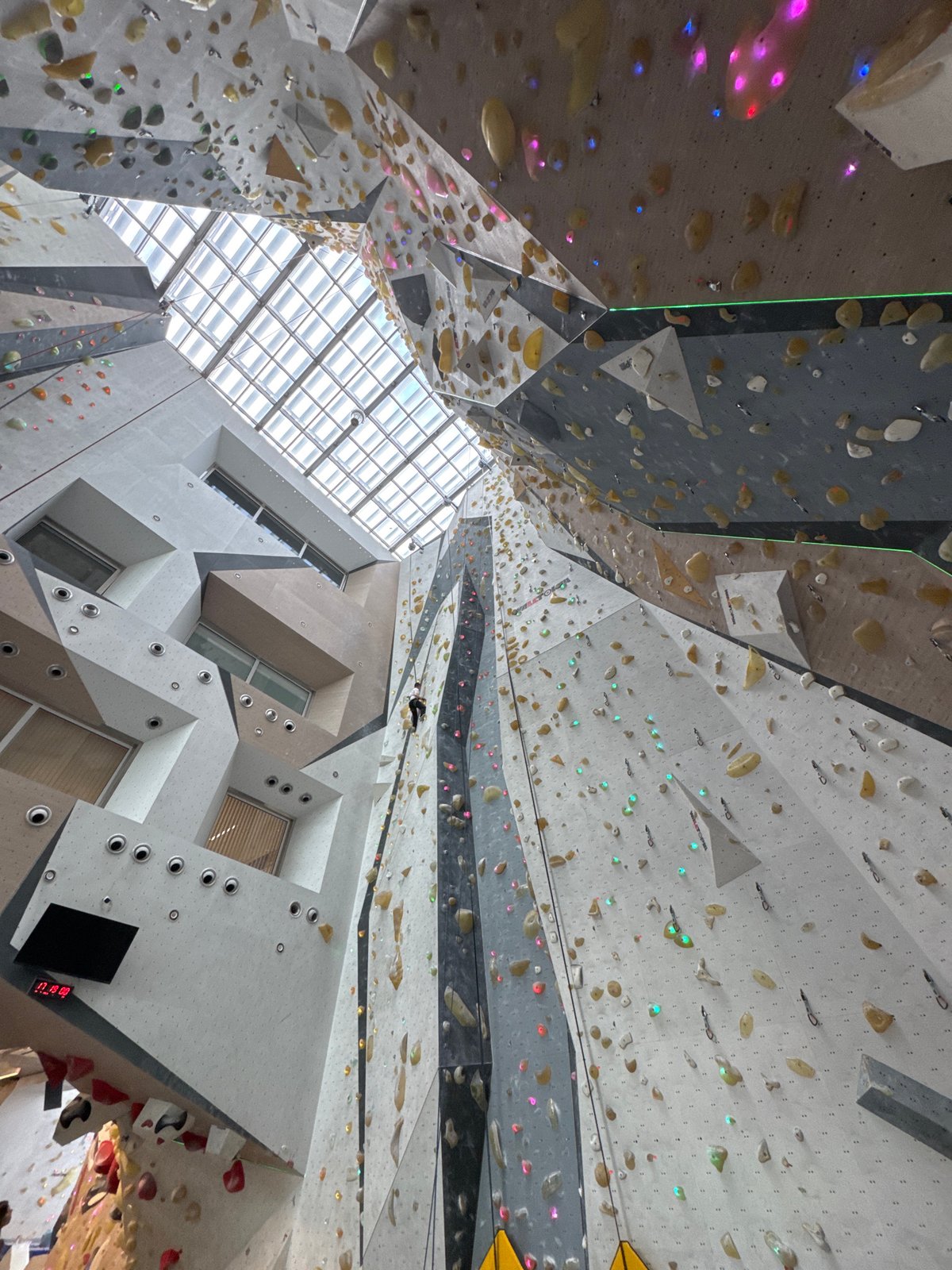 Person documents indoor spaces during seven-minute facility visit