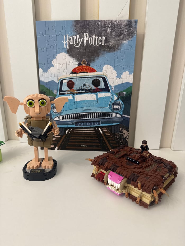 Woman displays Harry Potter Legos and flower bouquets in Batumi